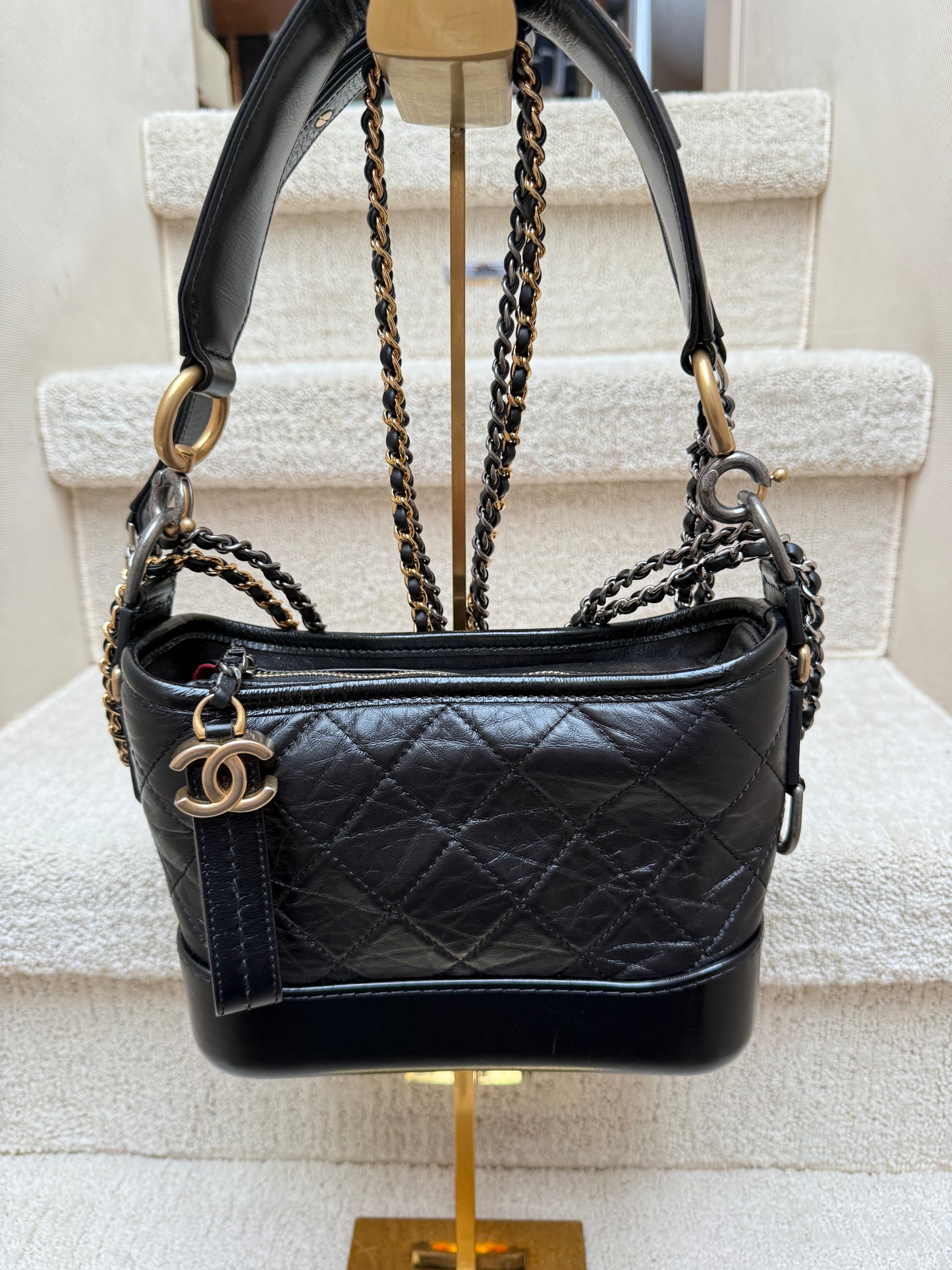 Chanel gabrielle purse in black size small for sale pre-loved
