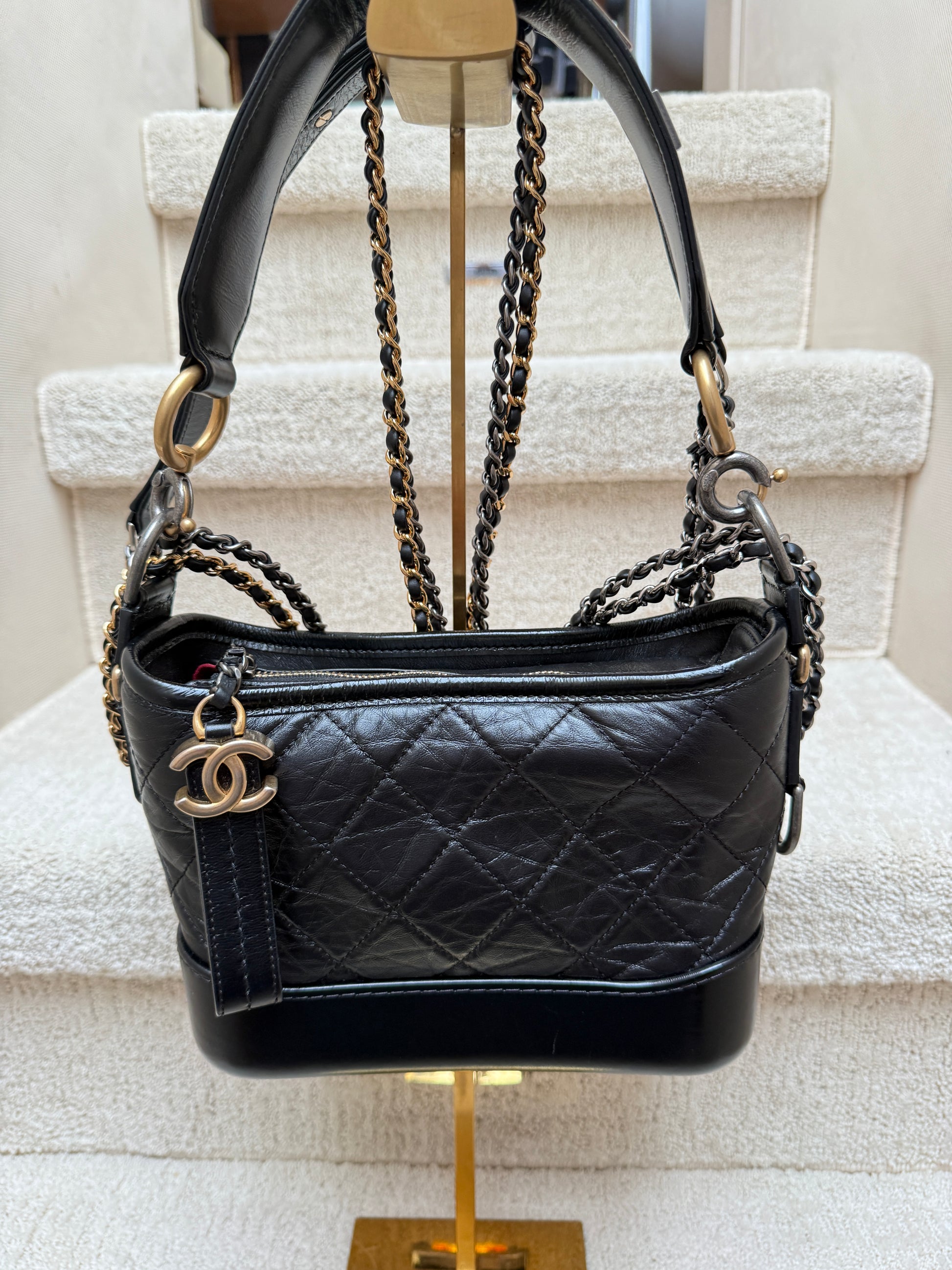 Chanel gabrielle purse in black size small for sale pre-loved