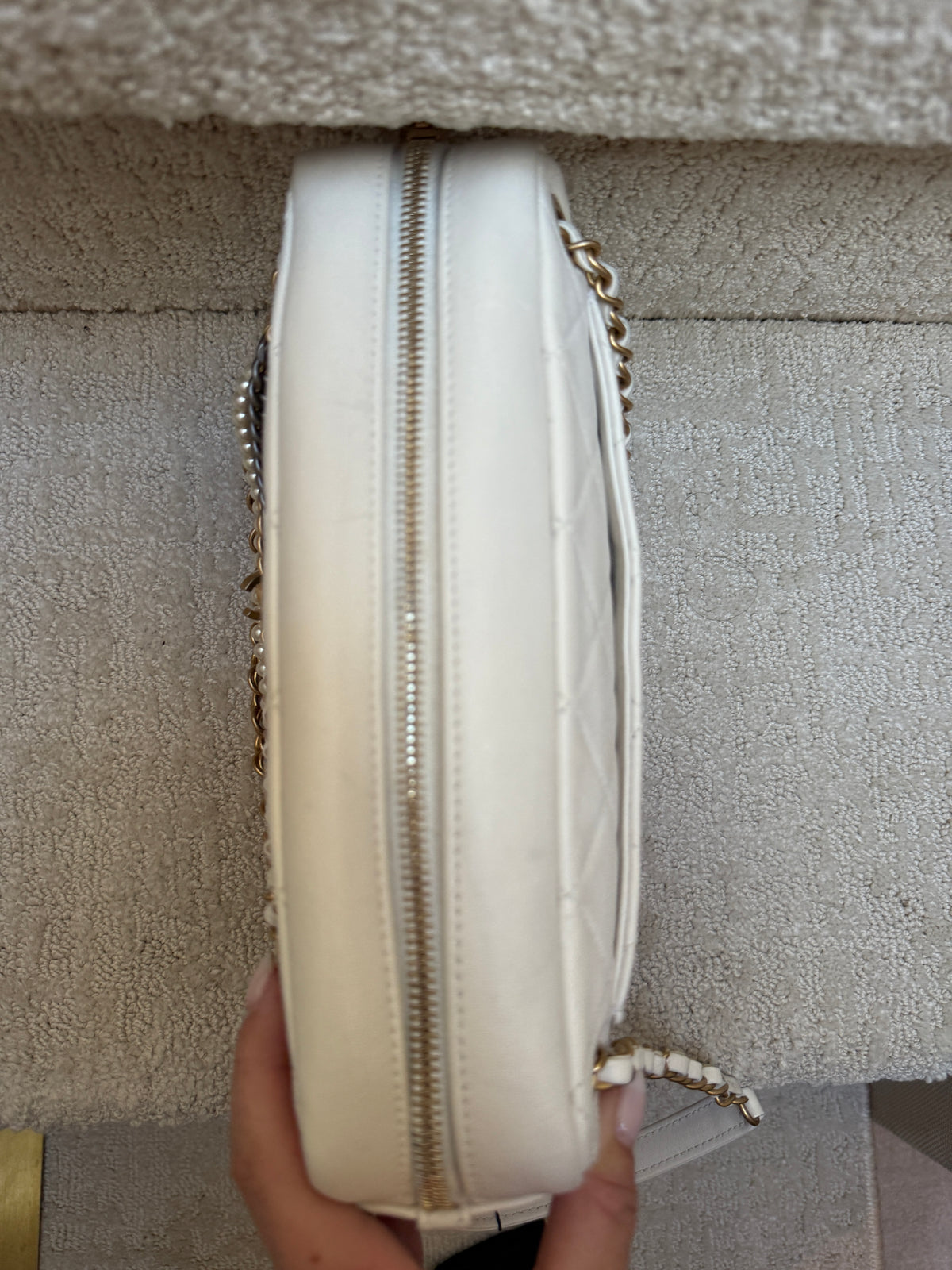 Chanel All About Chains Disco Shoulder Bag in White Lambskin