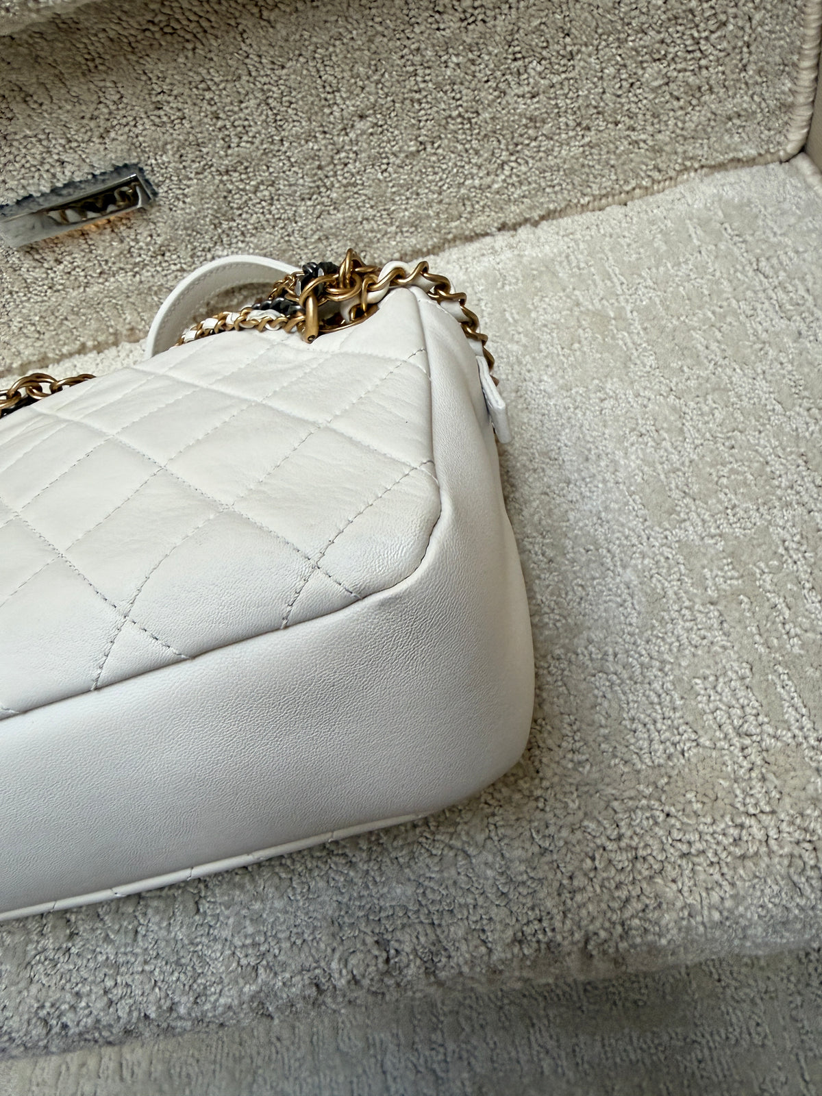 Chanel All About Chains Disco Shoulder Bag in White Lambskin