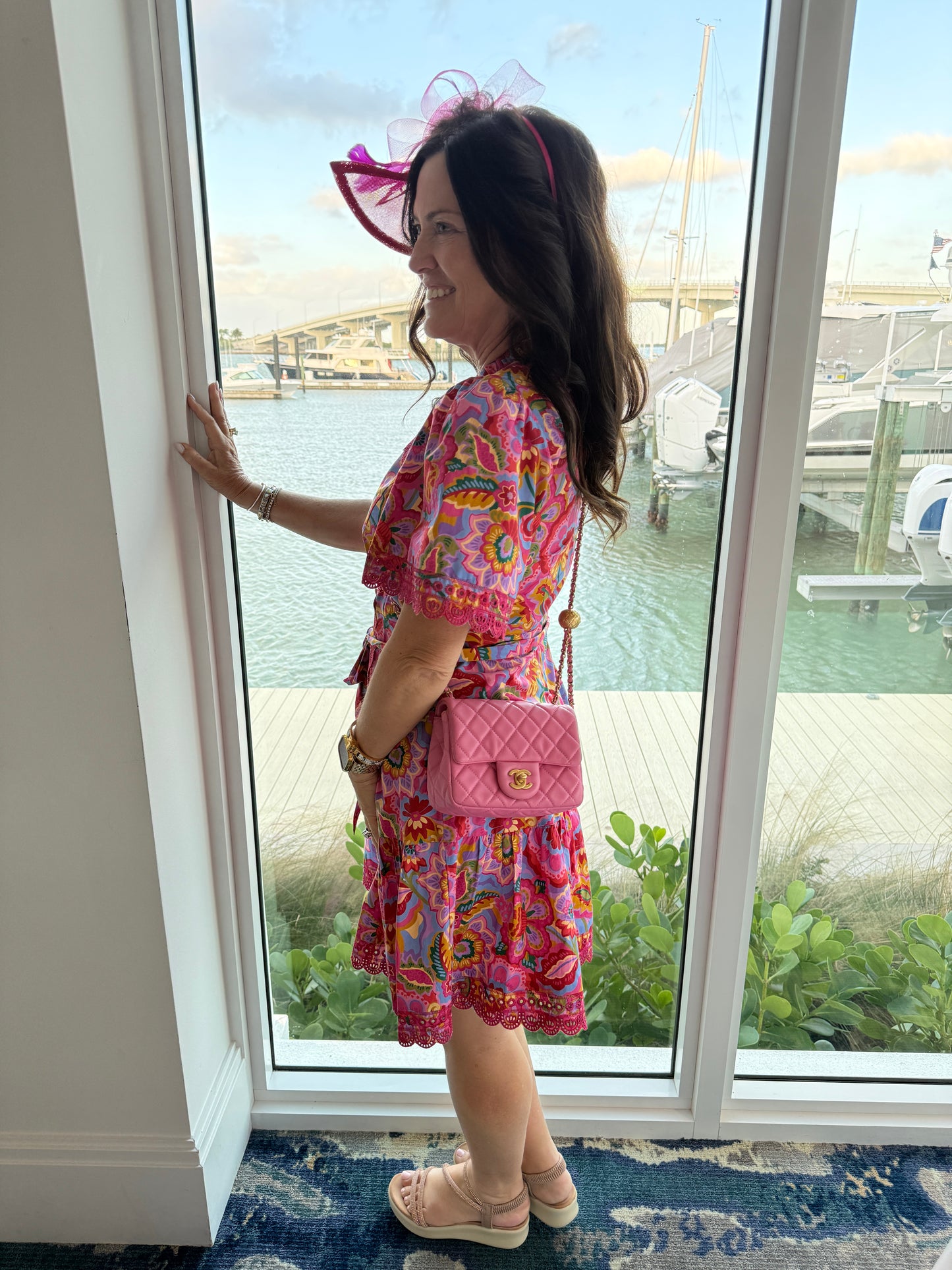 chanel pearl crush purse shown on woman worn as a crossbody