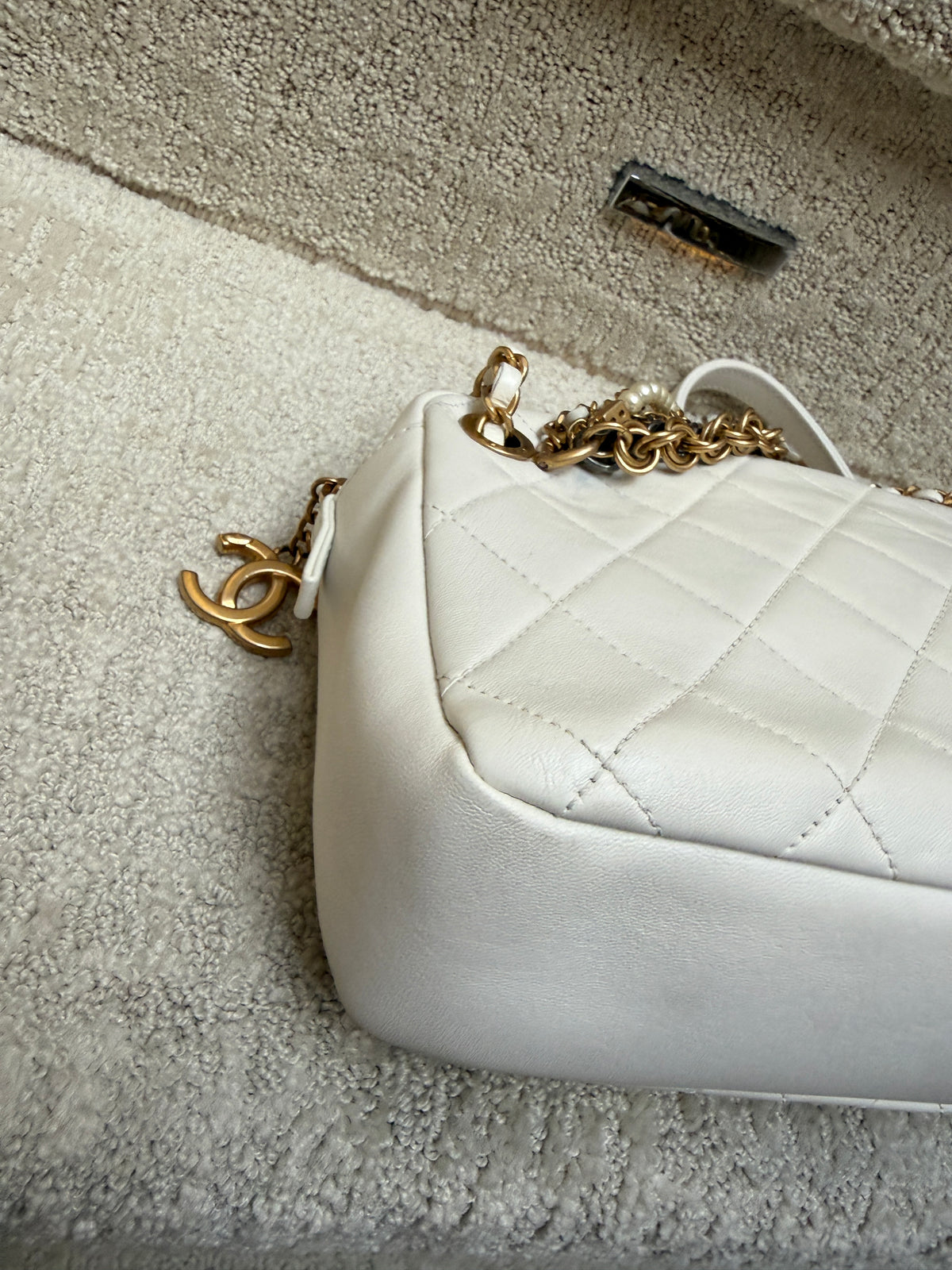 Chanel All About Chains Disco Shoulder Bag in White Lambskin