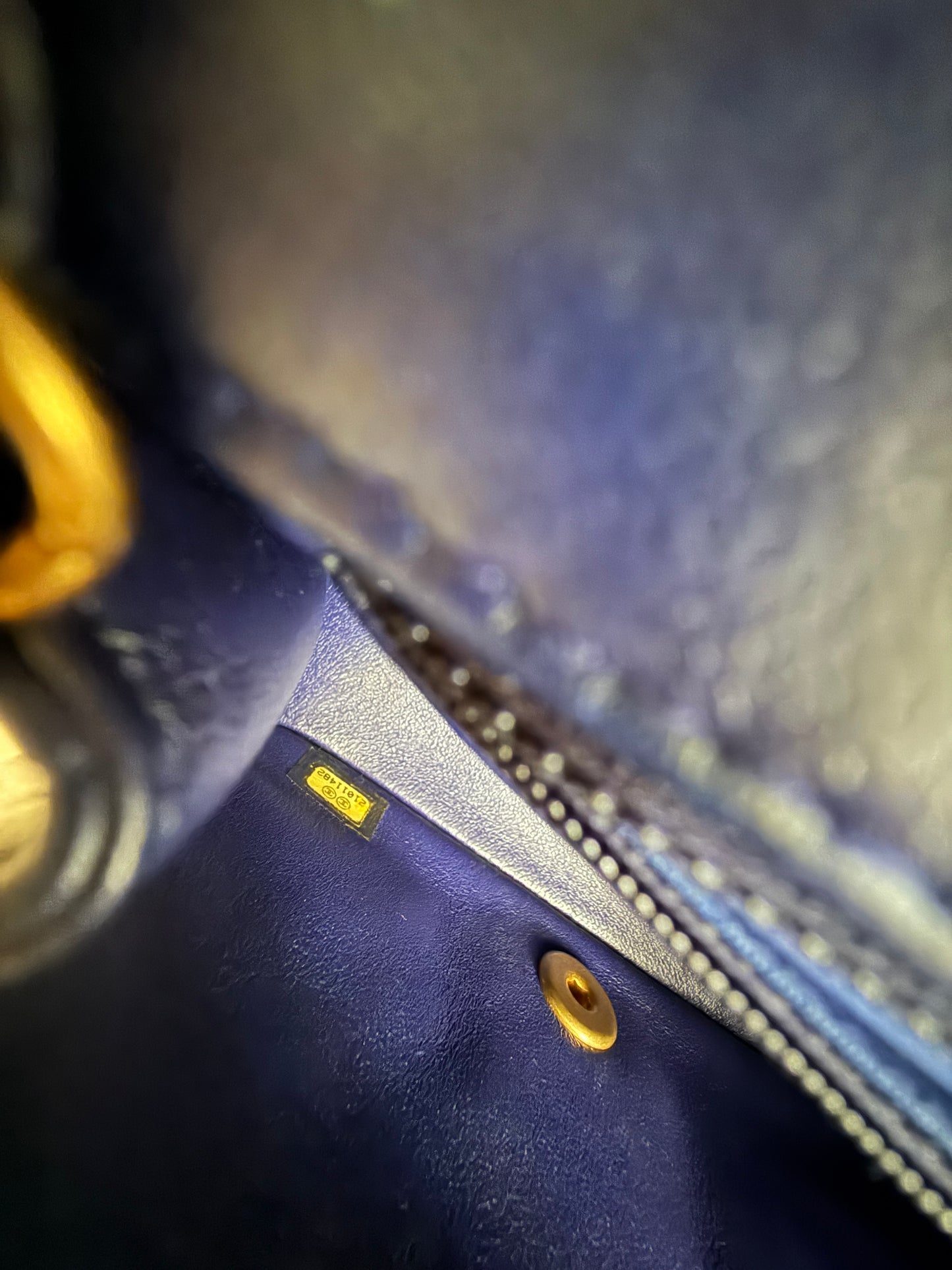 Chanel Lambskin Chevron Quilted Mini Square Flap Navy Blue