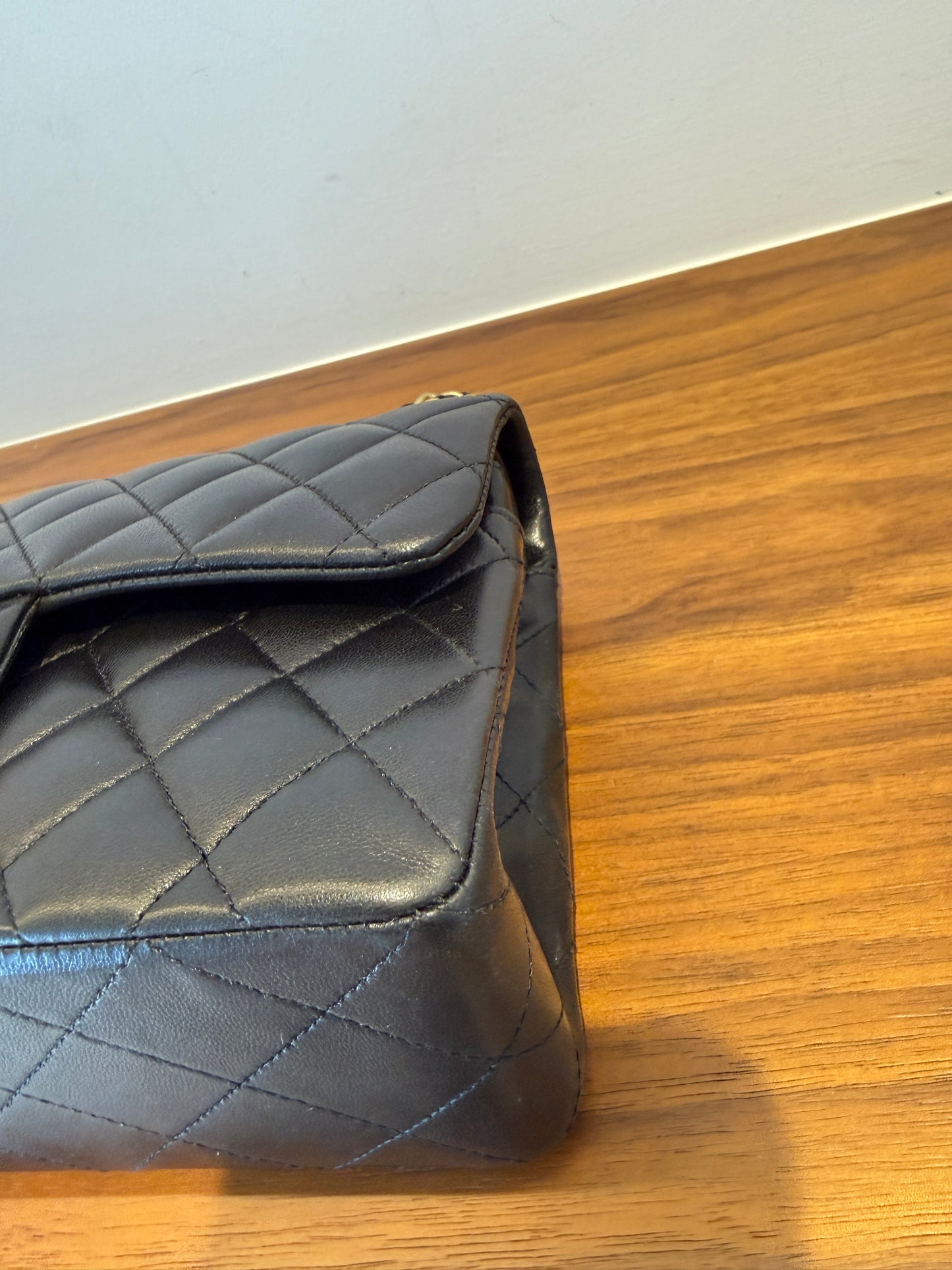 Chanel Small Classic Double Flap closeup of front Right Corner