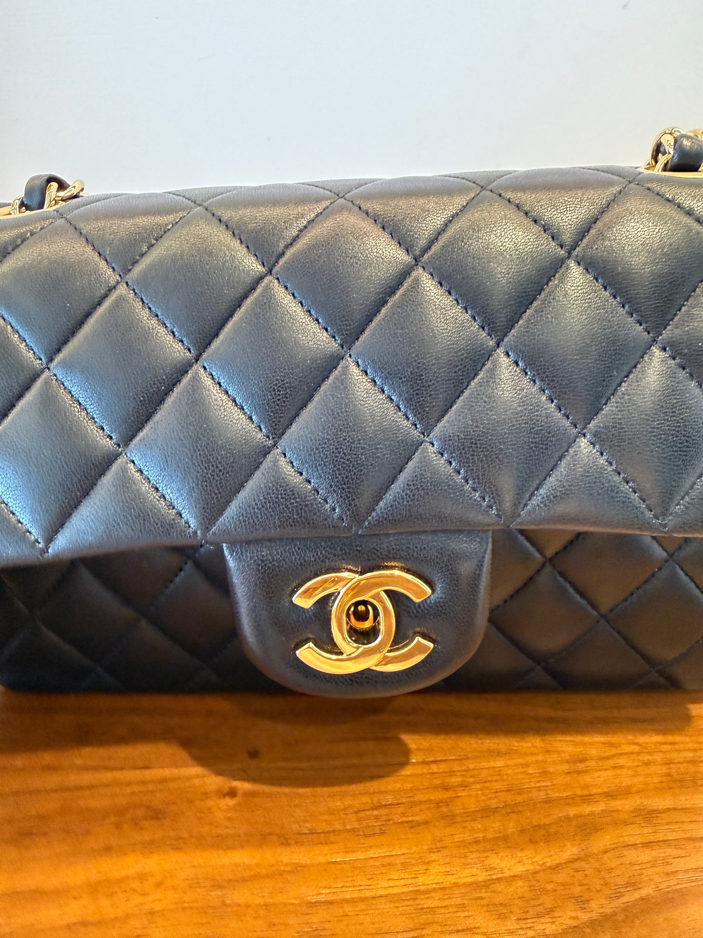 Chanel Classic Flap Close up with CC Turn Lock