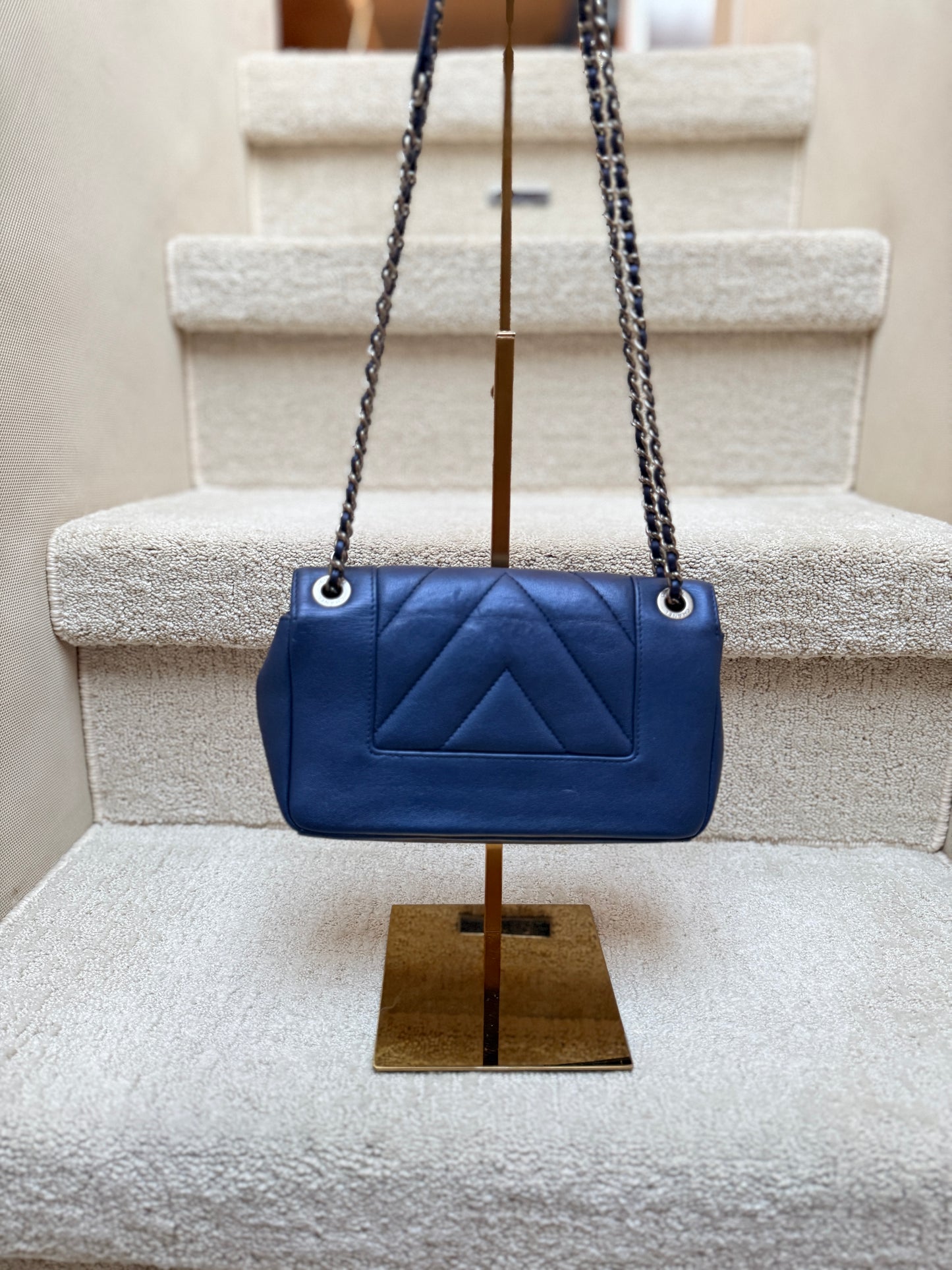 Chanel Quilted Mademoiselle Flap in Metallic Royal Blue Pre-Owned