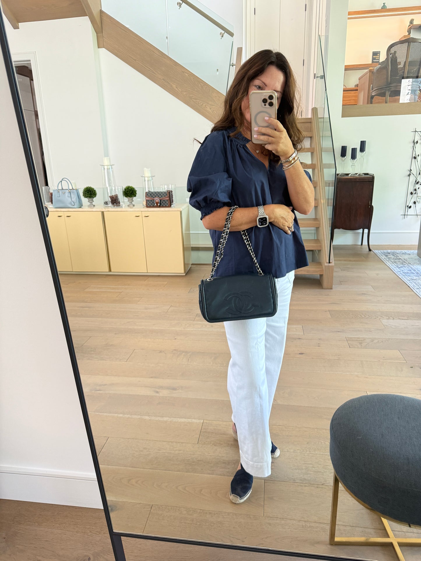 Chanel Caviar Medium Timeless CC Flap Navy Pre-Owned