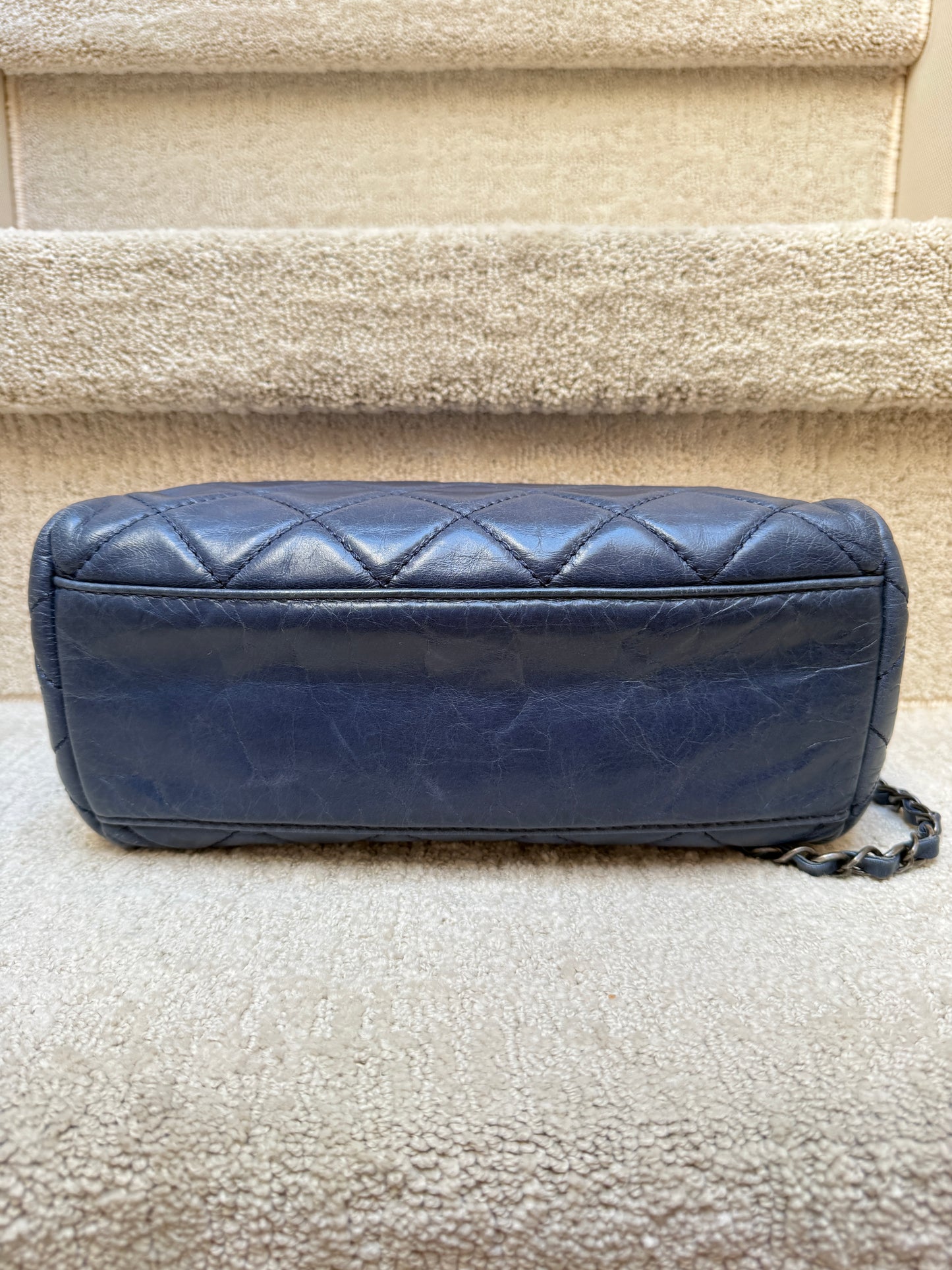 Chanel Navy Blue Easy Carry Quilted Flap bag in Blue