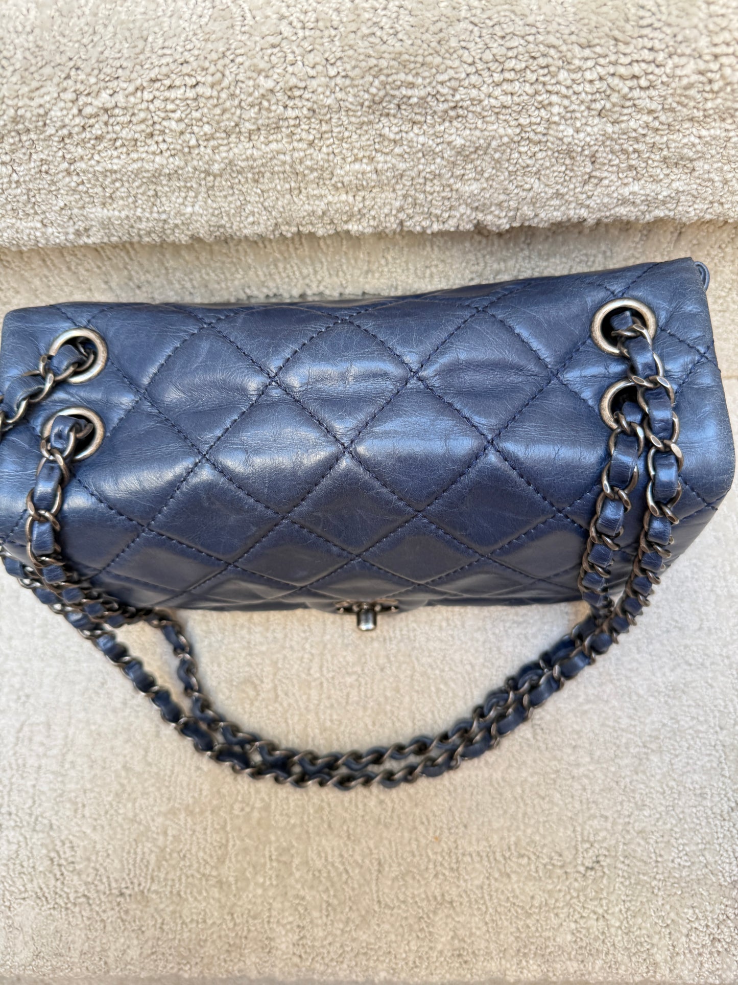 Chanel Navy Blue Easy Carry Quilted Flap bag in Blue
