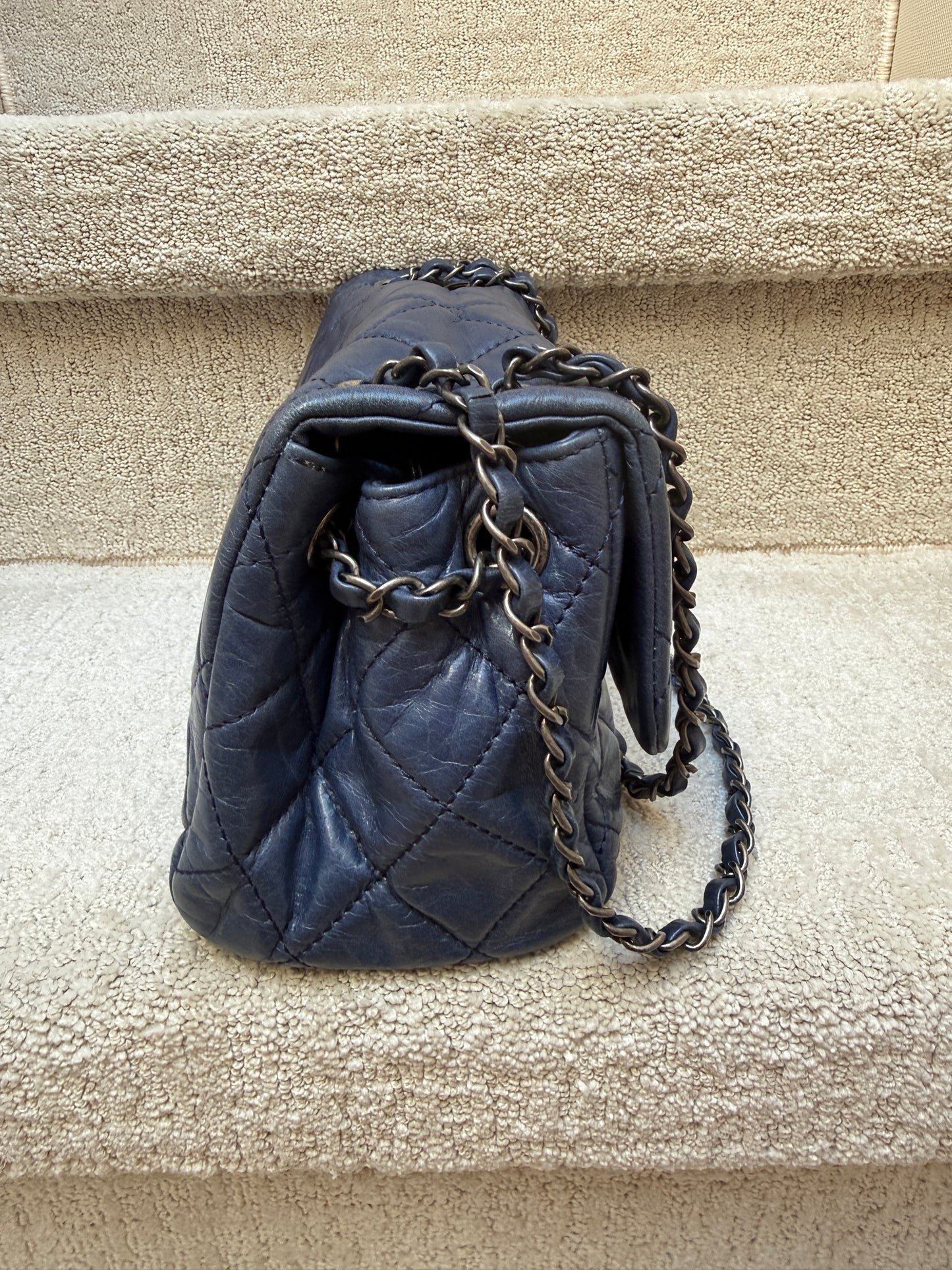 Chanel Navy Blue Easy Carry Quilted Flap bag in Blue