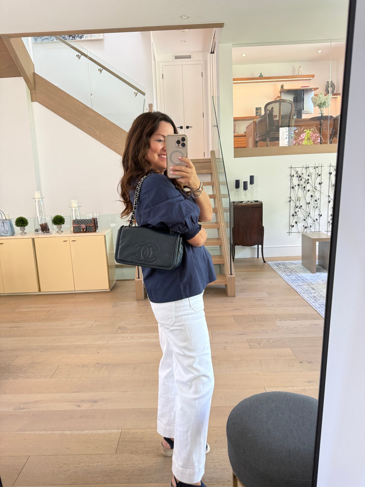 Chanel Caviar Medium Timeless CC Flap Navy Pre-Owned