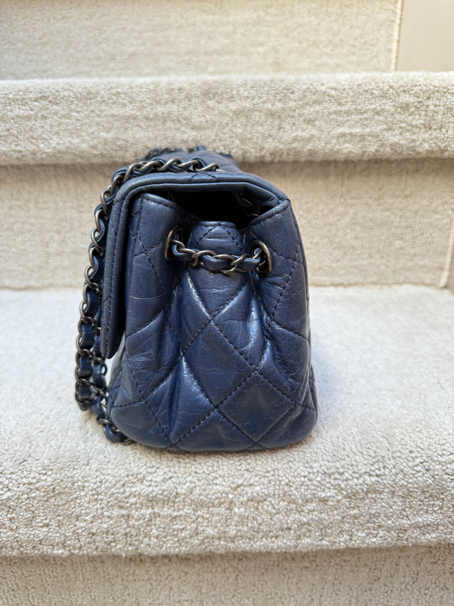 Chanel Navy Blue Easy Carry Quilted Flap bag in Blue