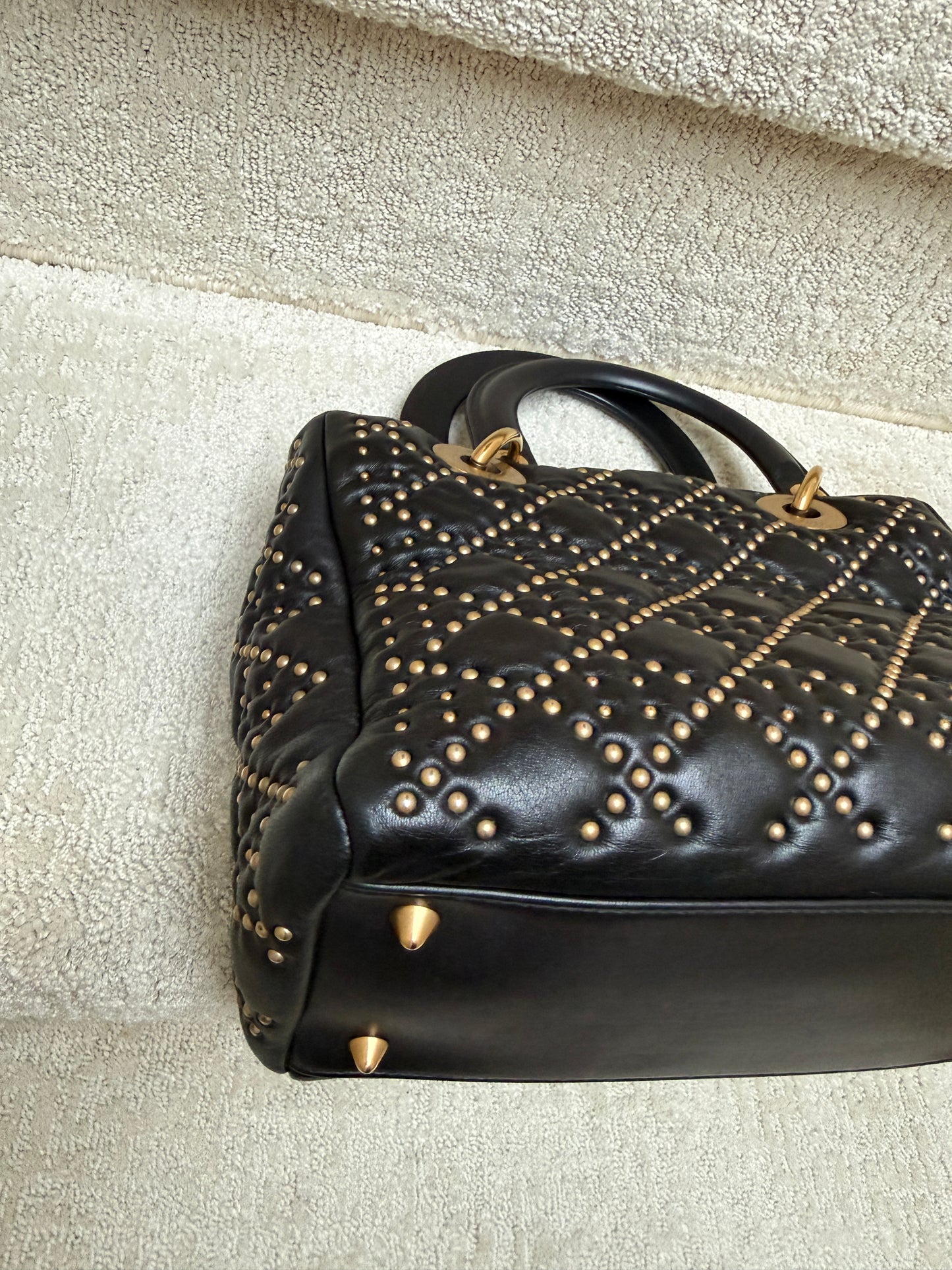 lady dior Black handbag with gold studs from purseonalshopper authentic purse