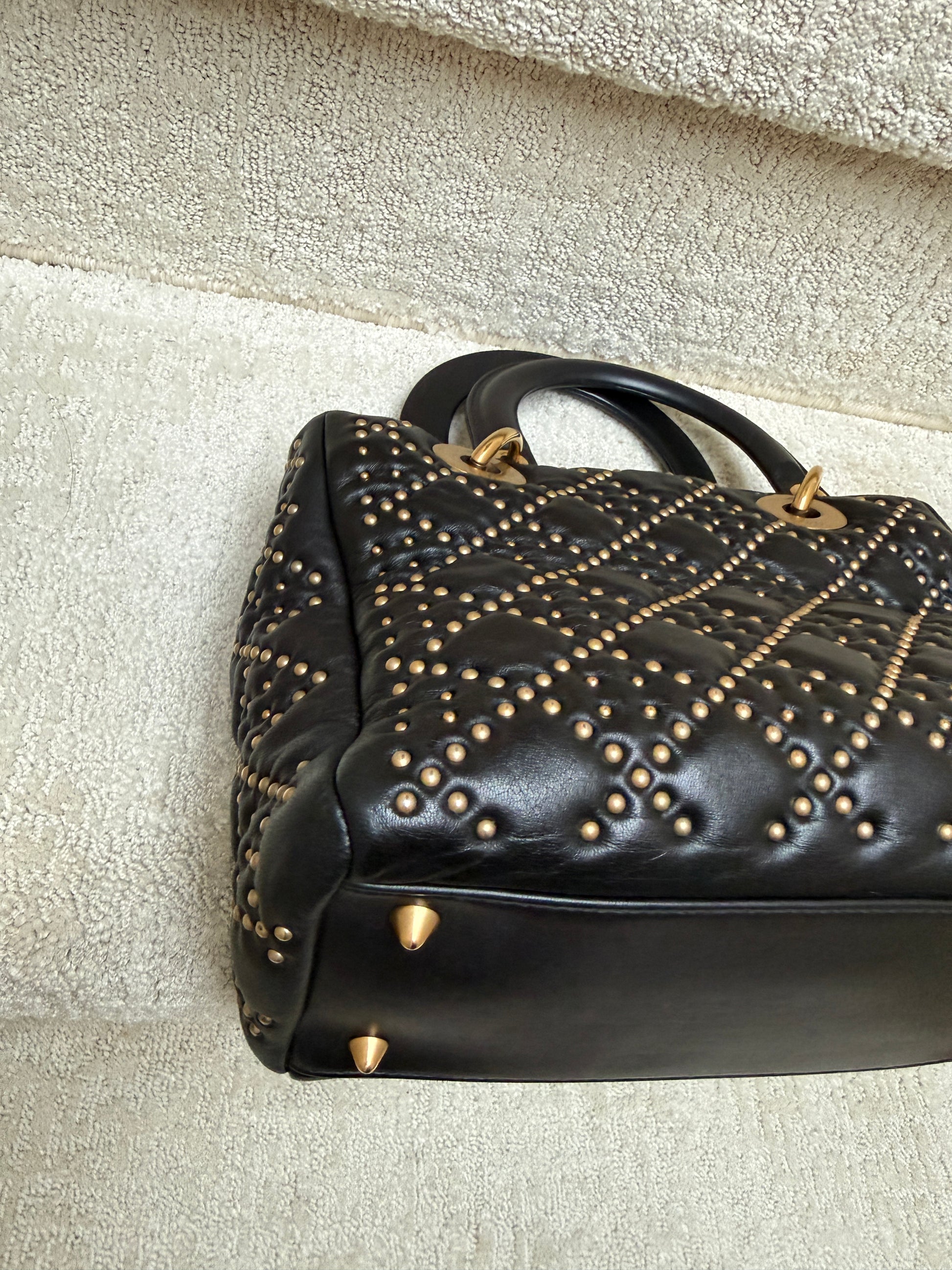 lady dior Black handbag with gold studs from purseonalshopper authentic purse
