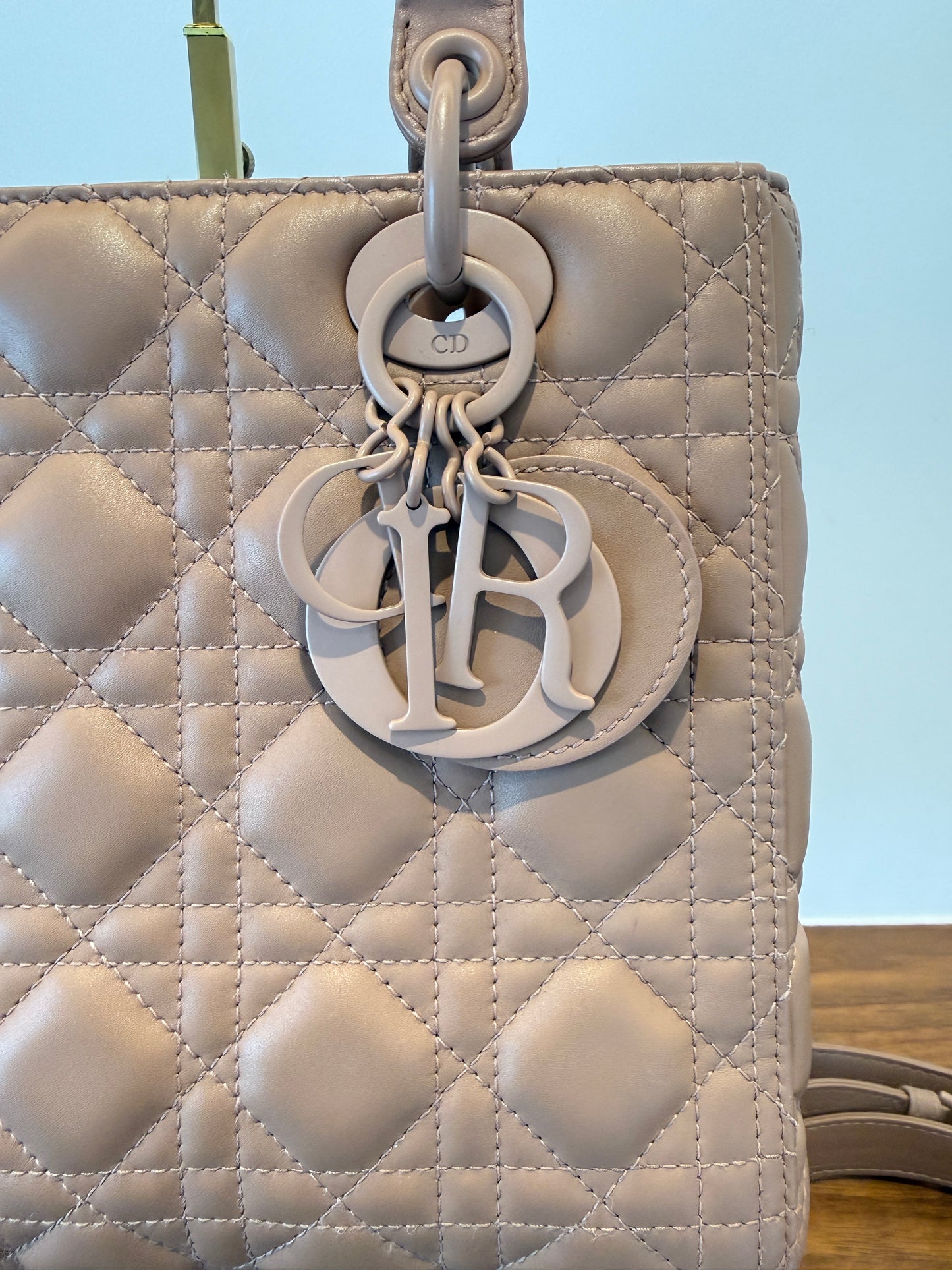 Dior Lady Dior Monochrome in Medium Size Beige Cannage Leather