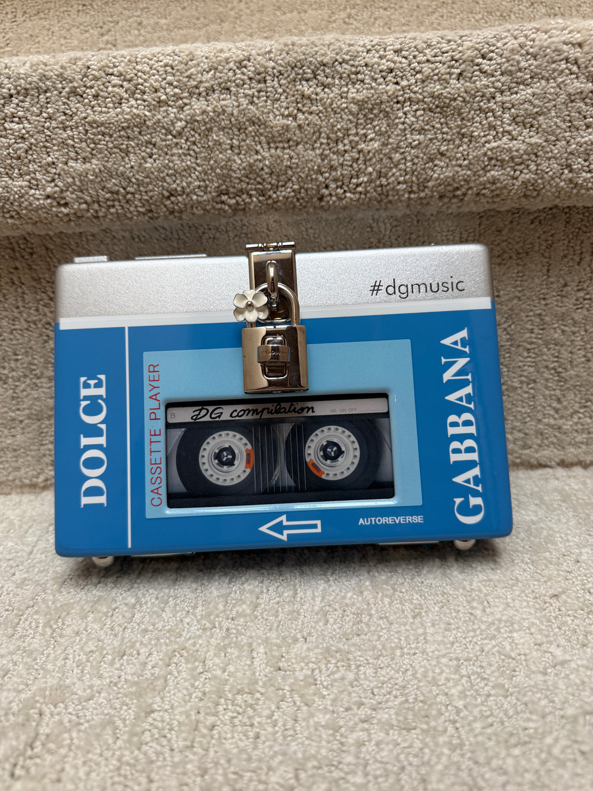 Dolce & Gabbana Vintage Cassette Player Handbag in Blue & Silver