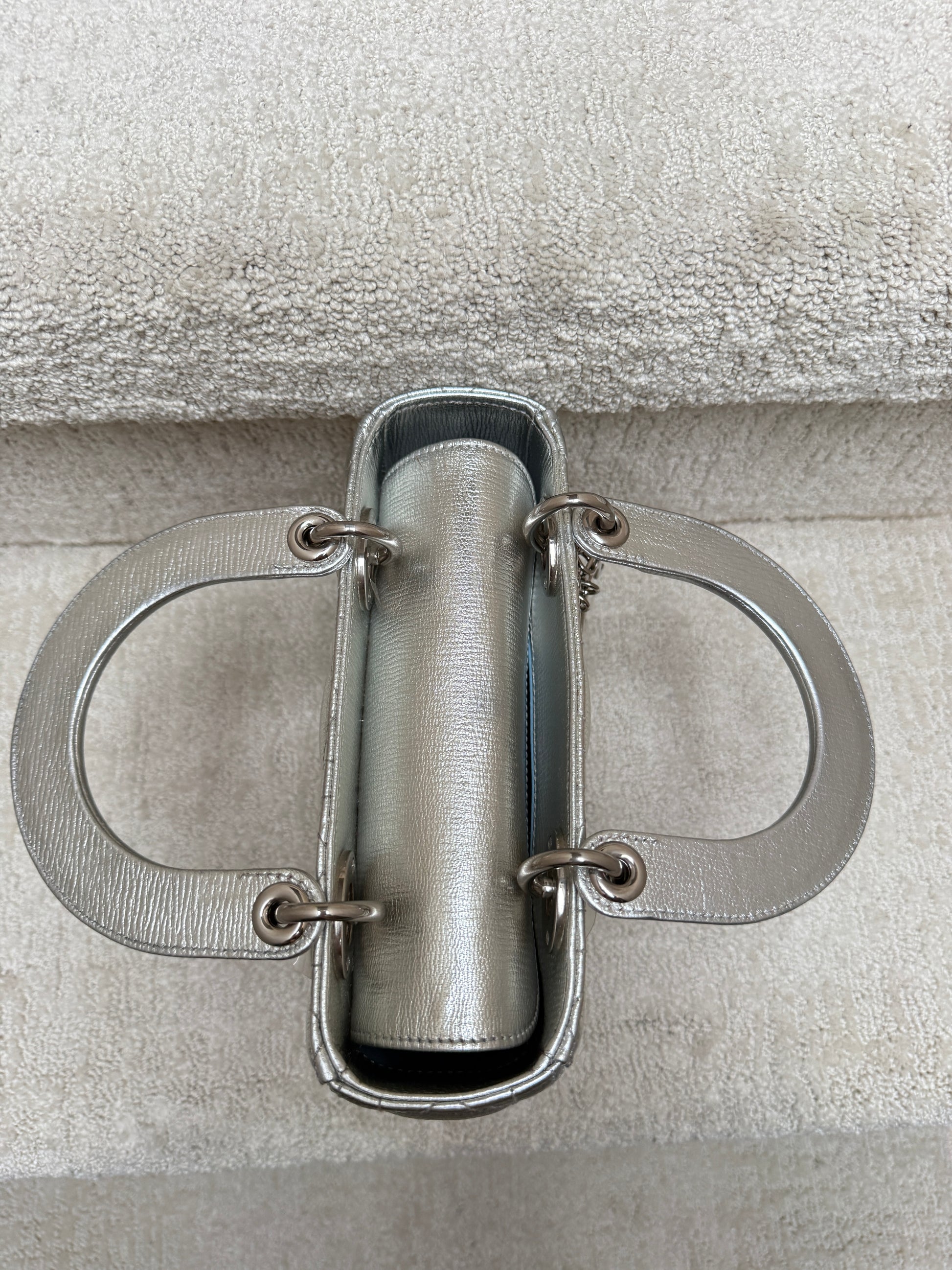 Lady Dior small ABC bag showing view of handles and how they are excellent