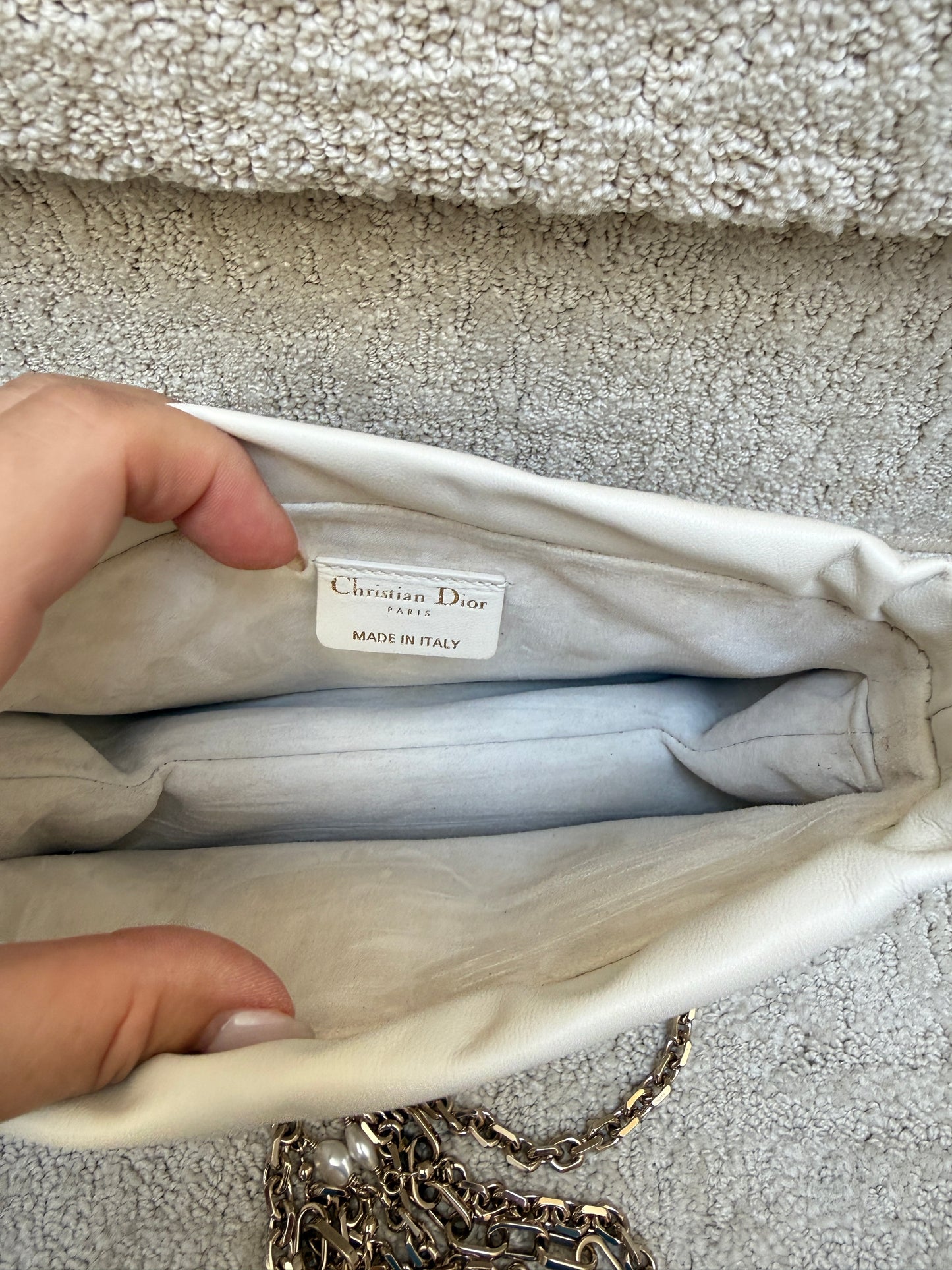 interior of dior milly bag is clean