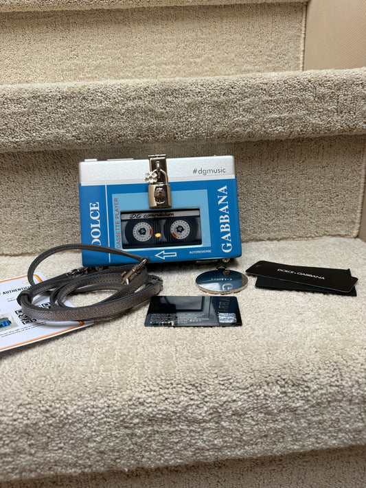 Dolce & Gabbana Vintage Cassette Player Handbag in Blue & Silver