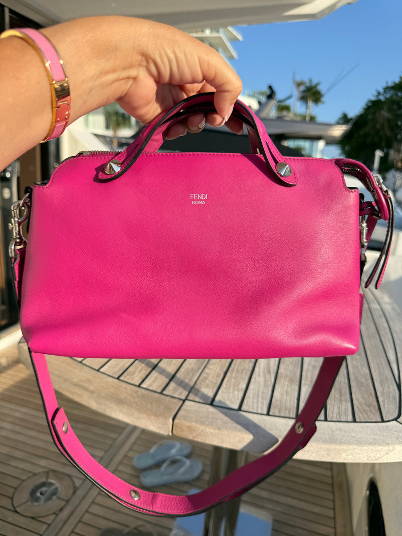 Fendi by the way bag in hot pink medium size full view outside
