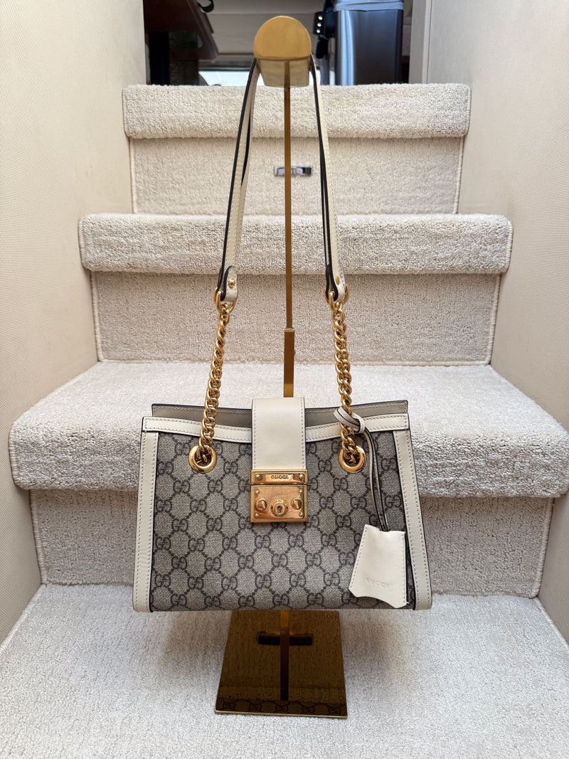 Gucci shoulder bag padlock gg supreme monogram and leather authentic preowned from purseonalshopper