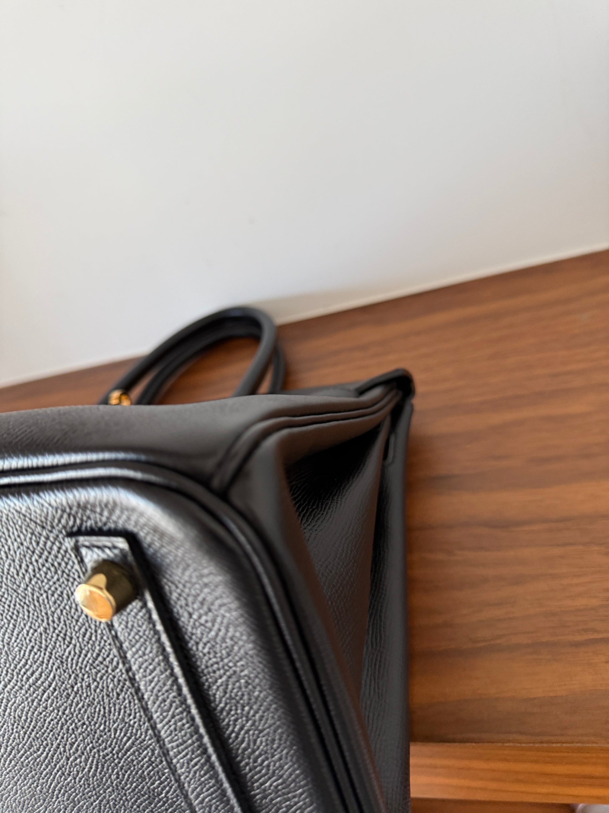 Hermes birkin 30 in black epsom with clean corners