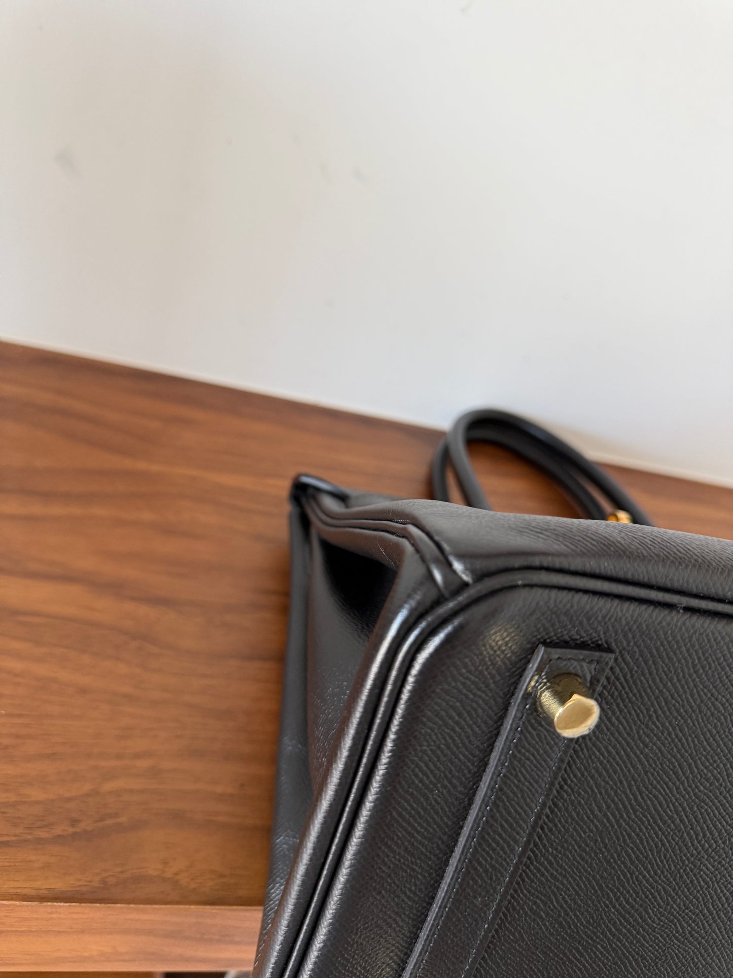 Hermes birkin 30 in black epsom leather with clean corners