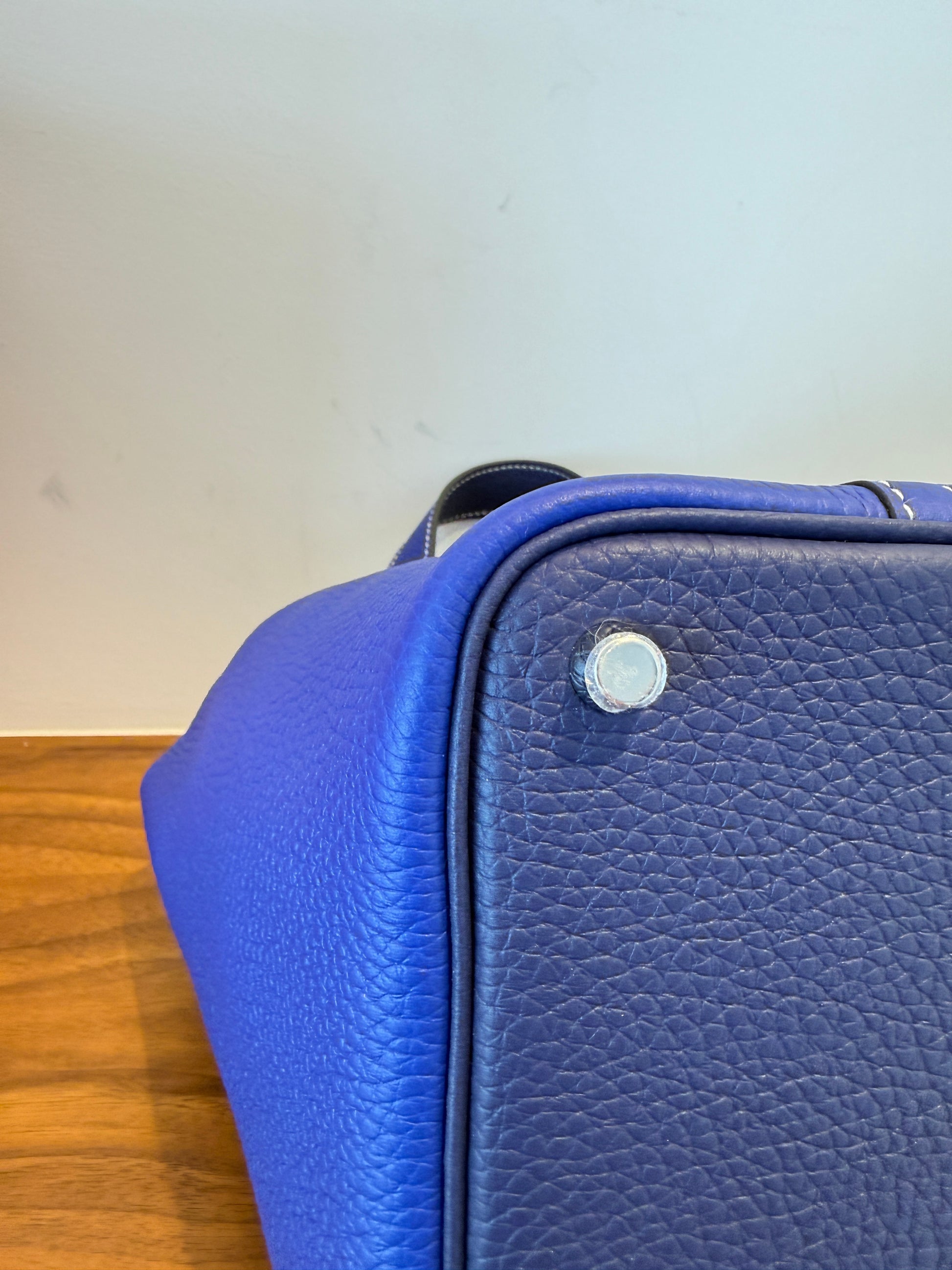 Hermes picotin 18 blue bottom feet with stickers
