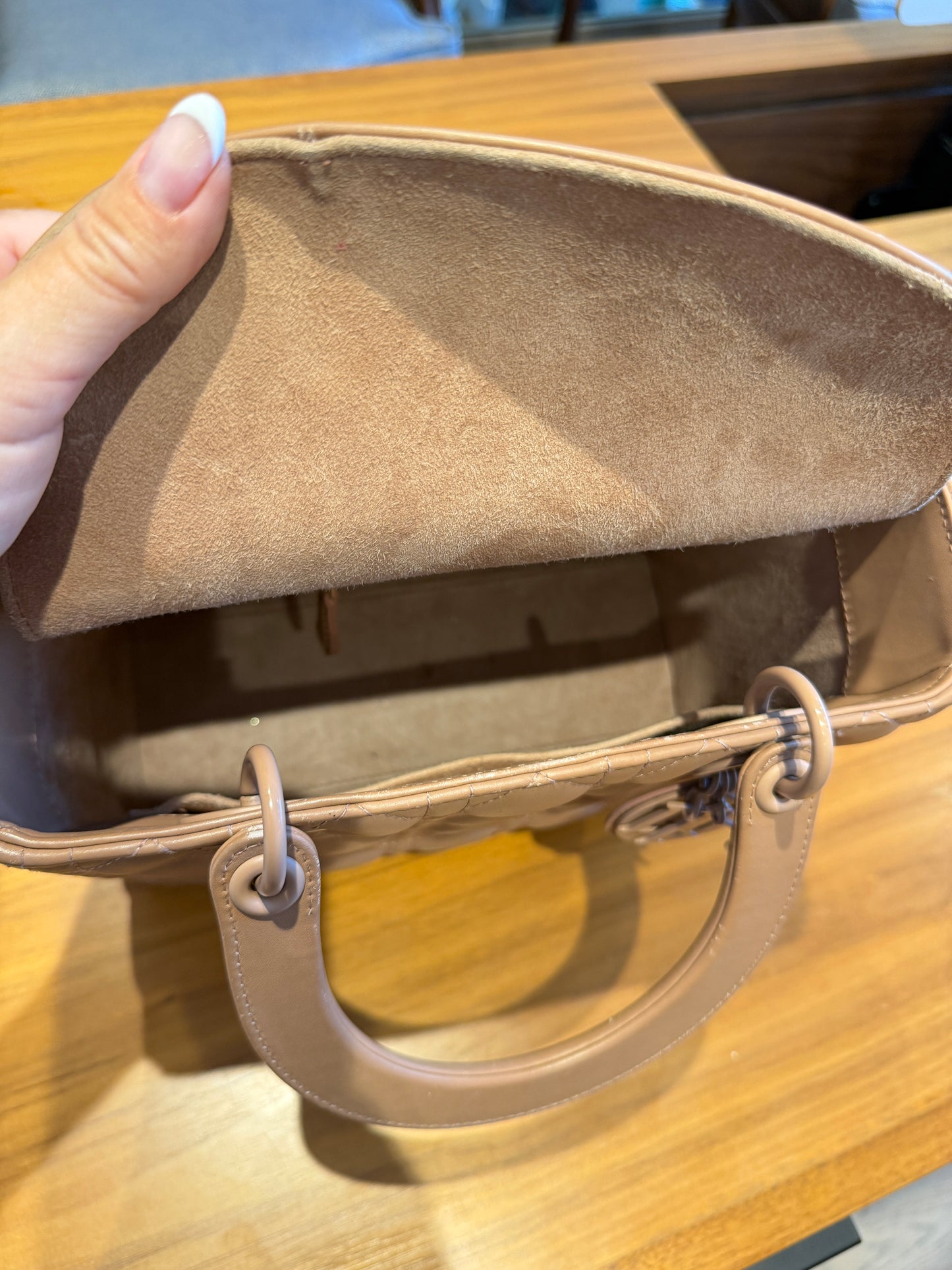 Dior Lady Dior Monochrome in Medium Size Beige Cannage Leather