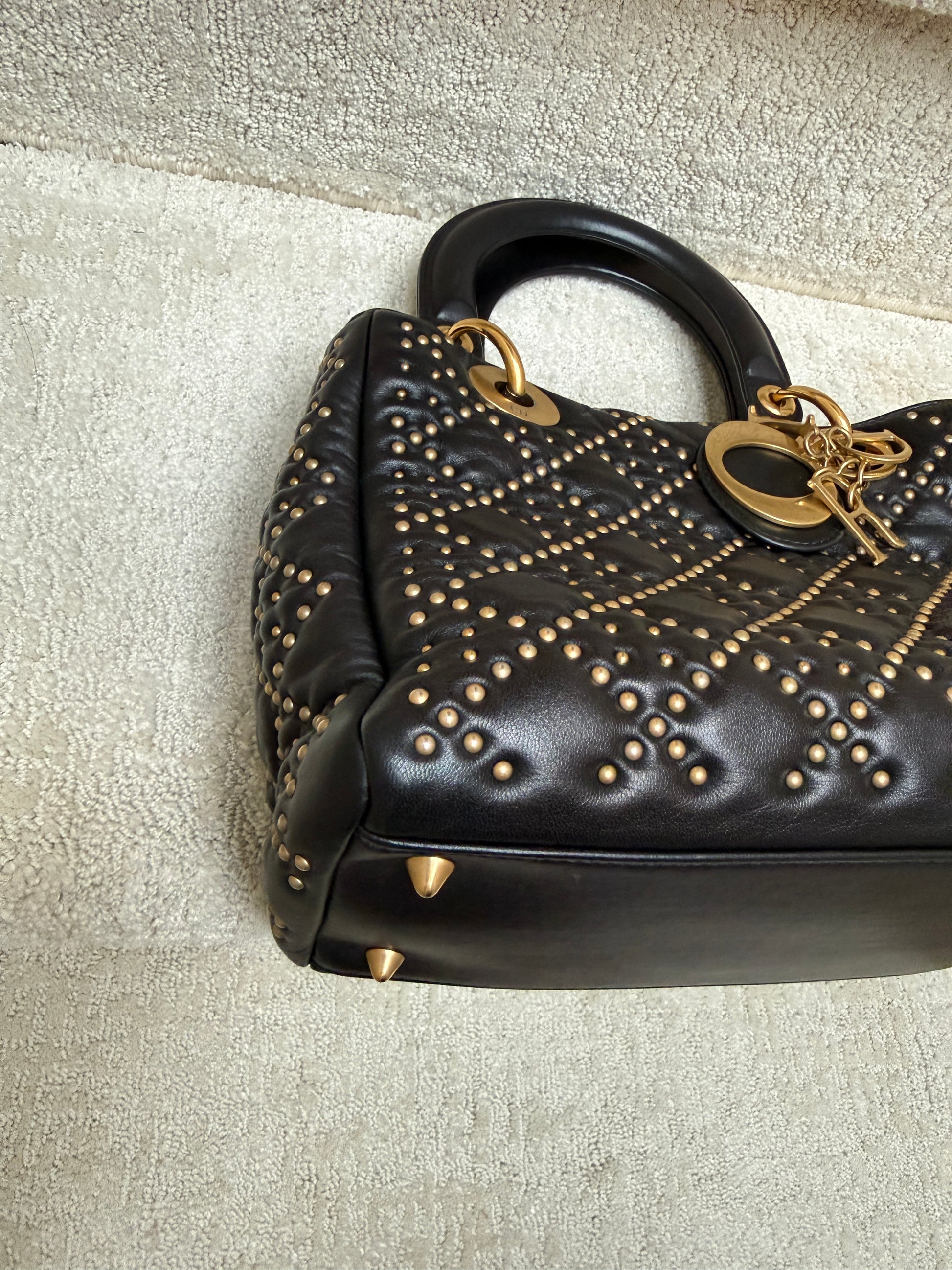 Christian Dior Lady Dior Bag in Medium Black with Gold resale