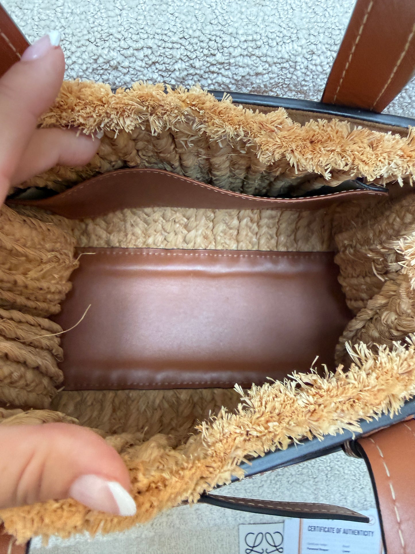 Loewe Dual Gate Satchel in Raffia & Brown Leather