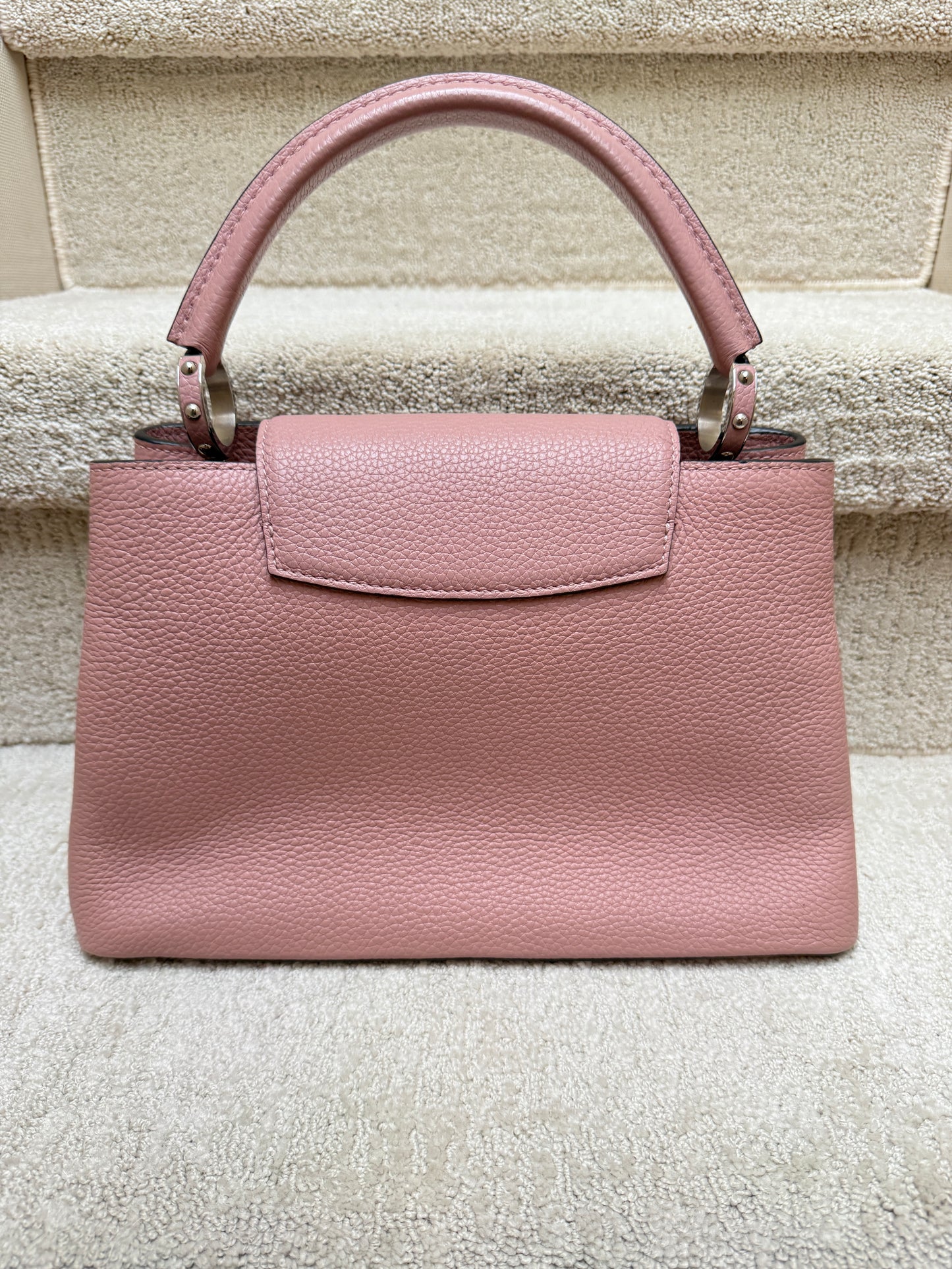 louis vuitton capucines in dusty rose view of bag of bag for sale