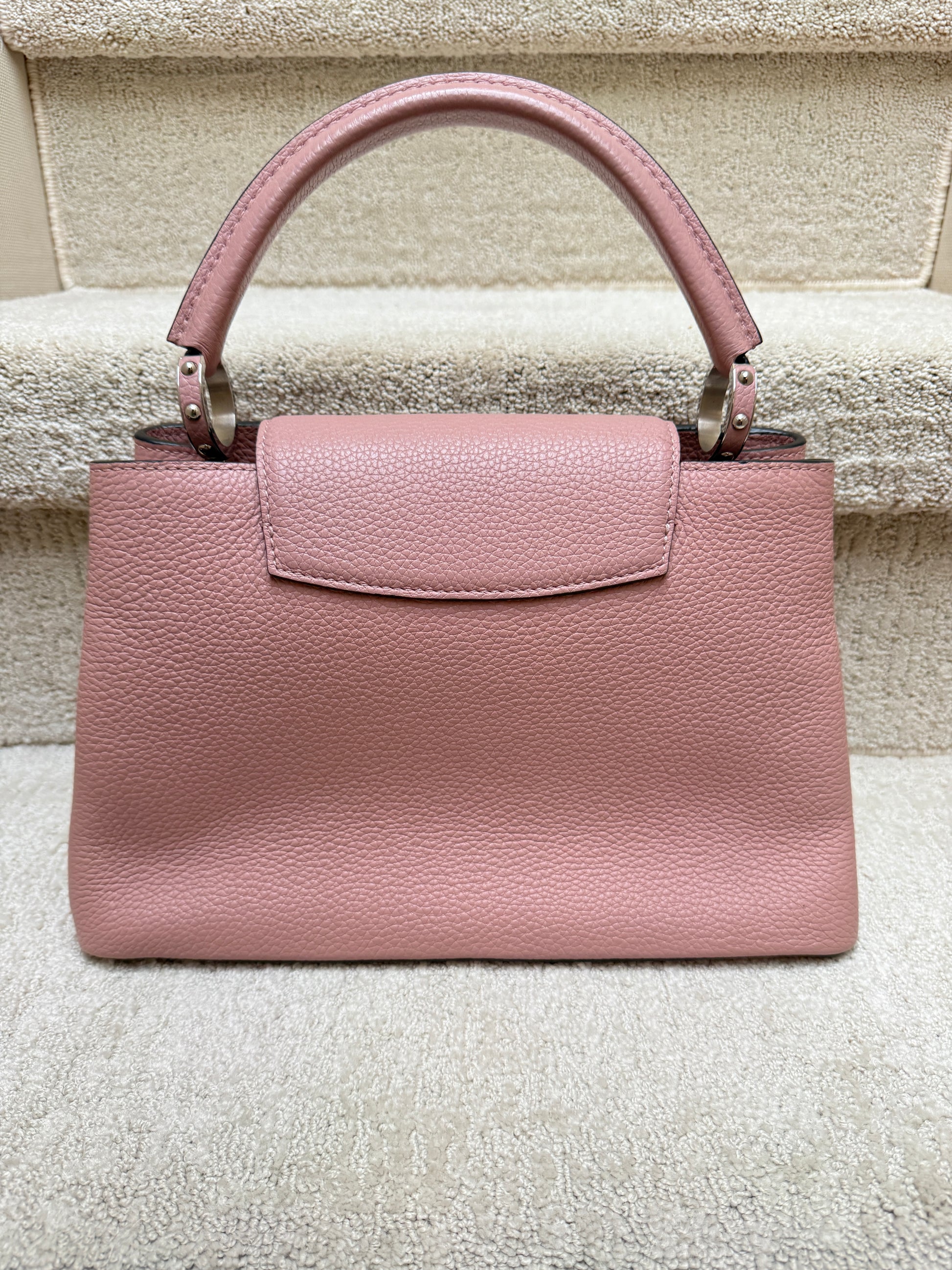 louis vuitton capucines in dusty rose view of bag of bag for sale