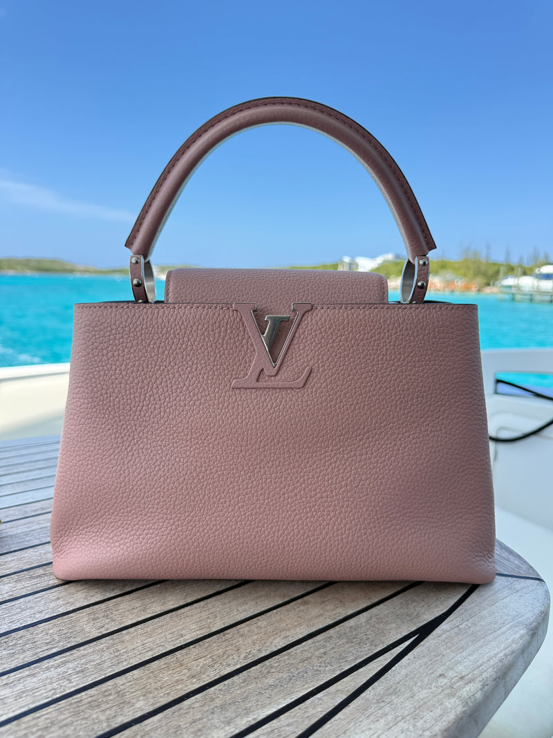Louis Vuitton Capucines handbag PM in pink is authentic and pre-owned