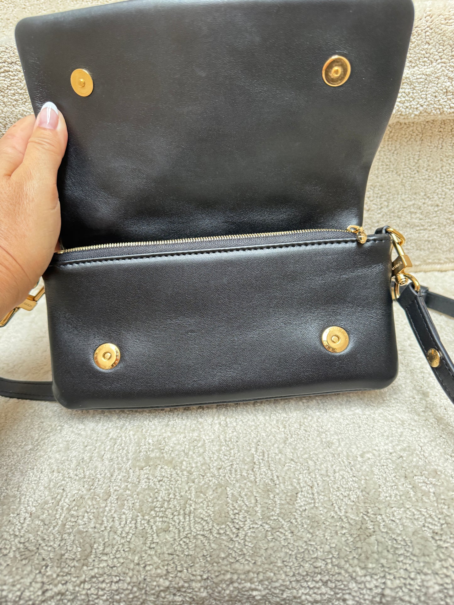 Louis Vuitton Coussin Pochette in Black Monogram with Gold Chunky chain