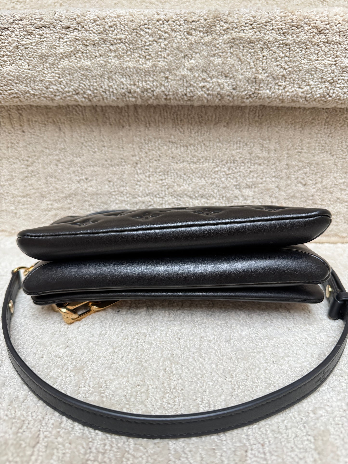 Louis Vuitton Coussin Pochette in Black Monogram with Gold Chunky chain