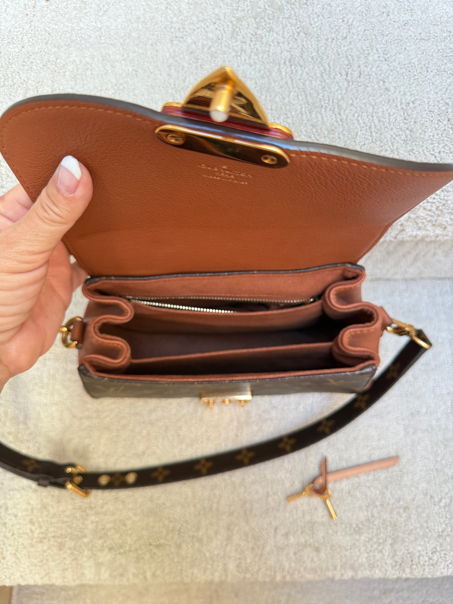 Louis Vuitton Eden Handbag PM in Monogram and Brown Leather