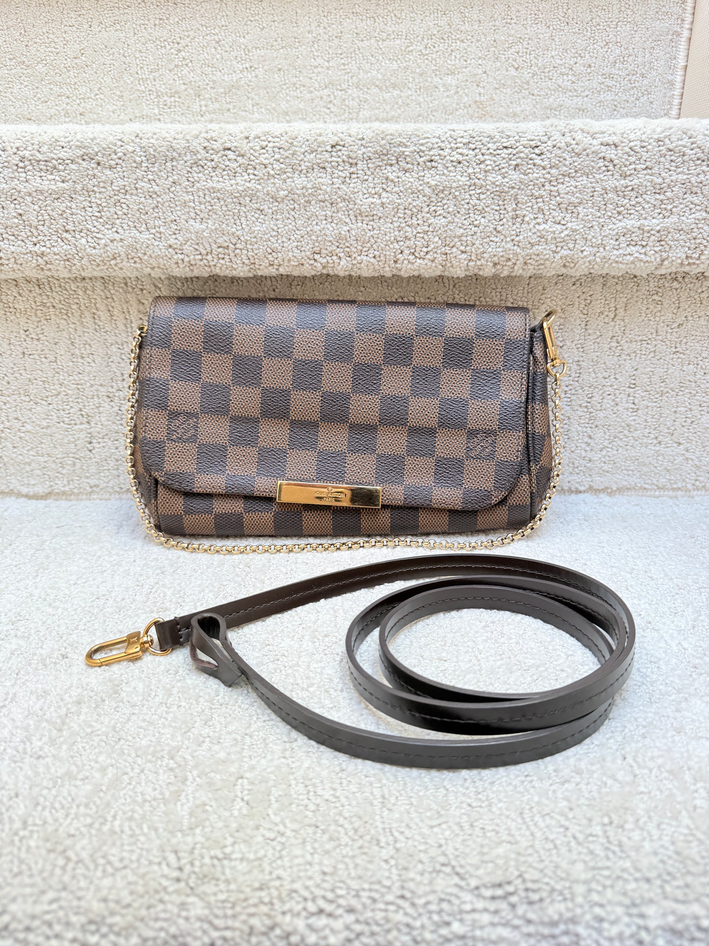 Louis Vuitton Favorite Handbag in Damier Ebene Coated Canvas
