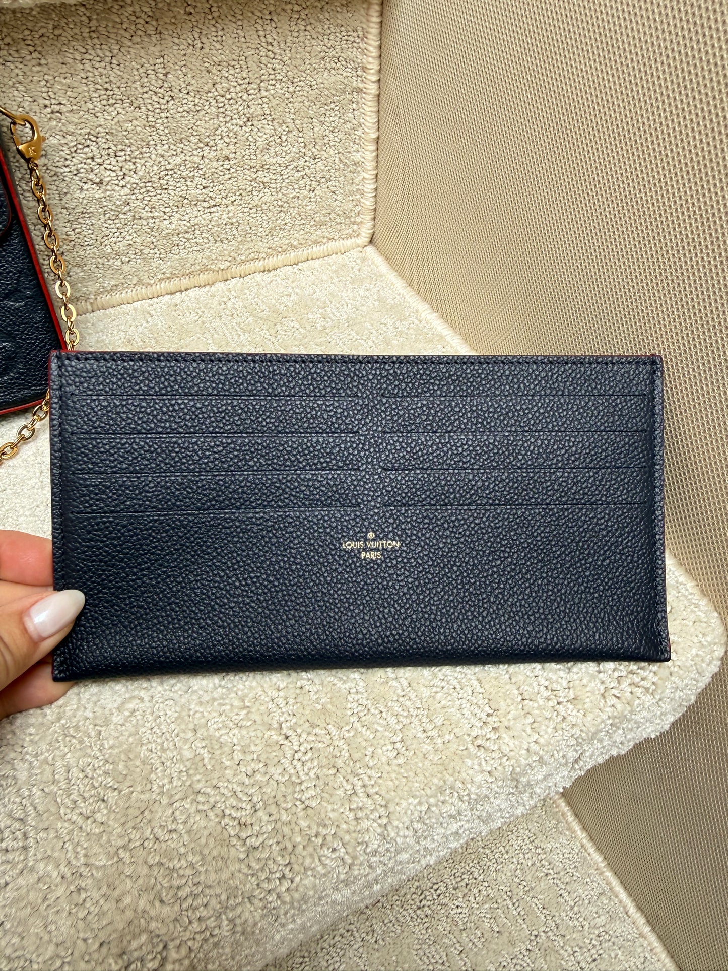 Louis VuittonEmpreinte Pochette Felicie Chain Wallet Marine Rouge