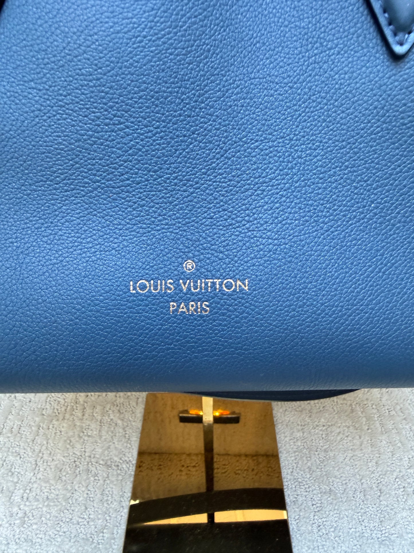 Louis Vuitton Calfskin Monogram On My Side MM in Navy with Python Trim