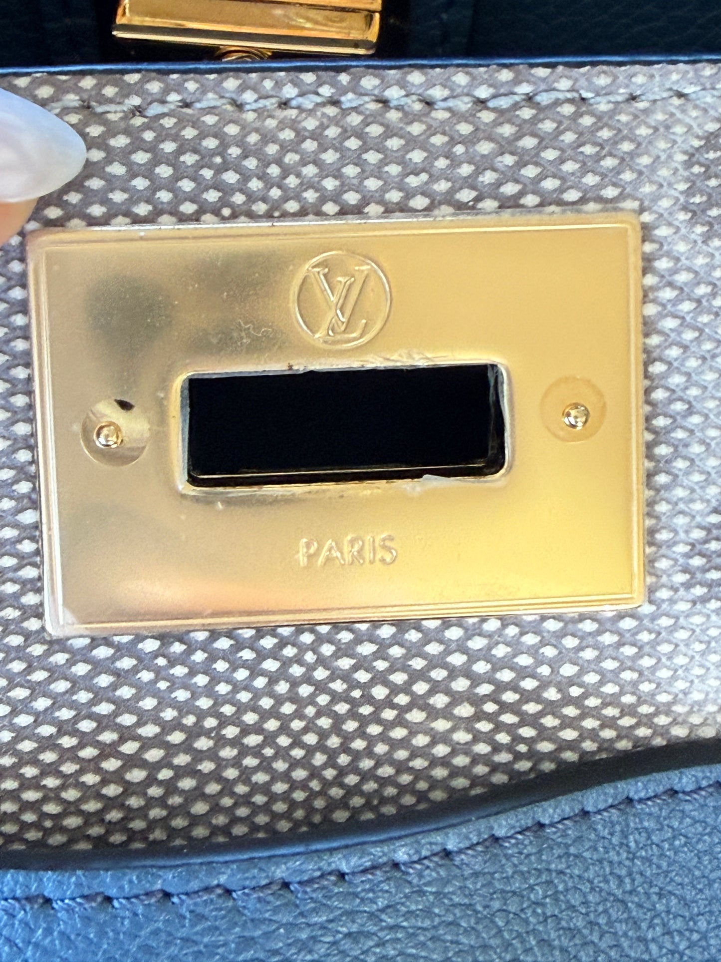 Louis Vuitton Calfskin Monogram On My Side MM in Navy with Python Trim