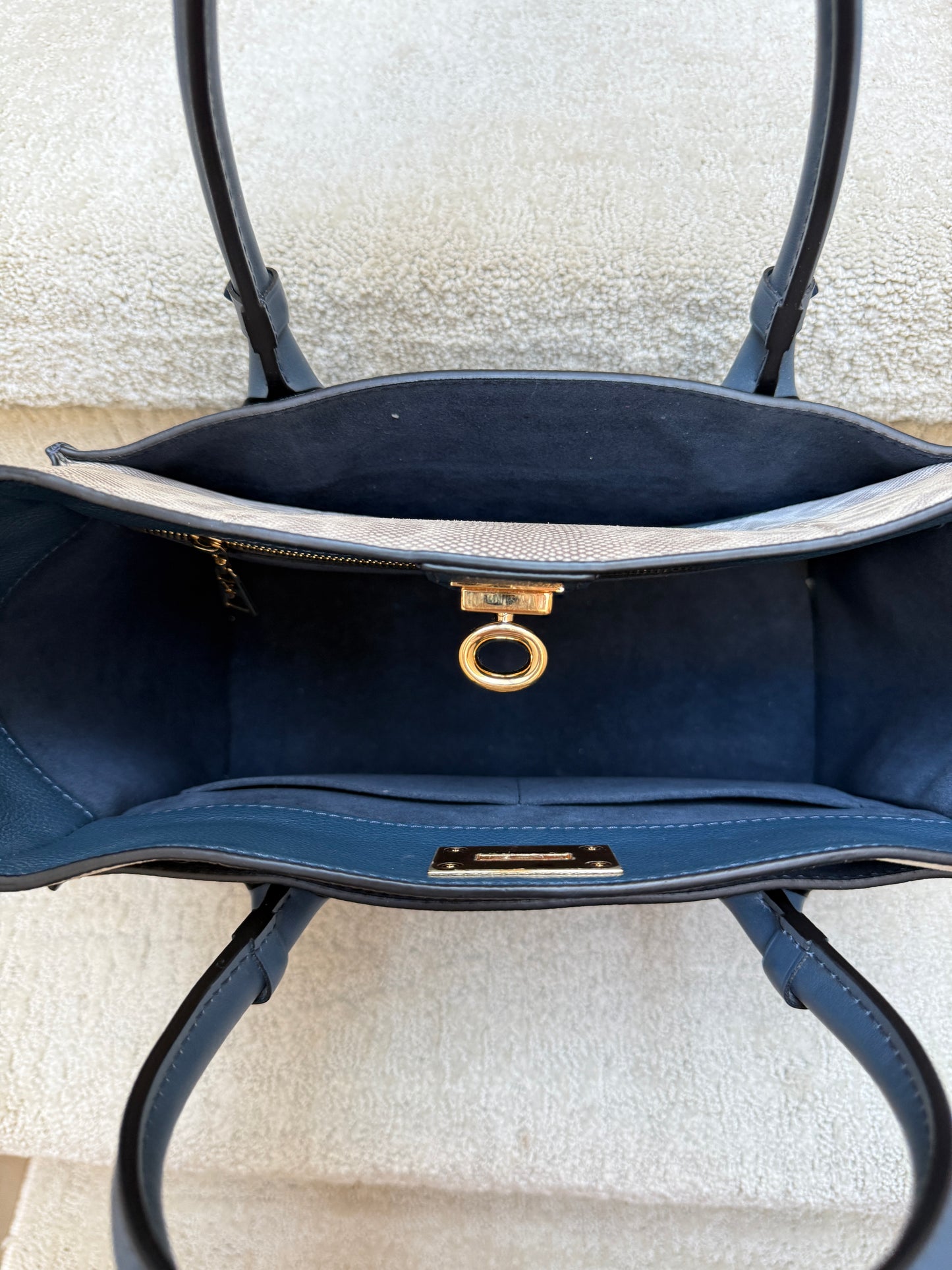 Louis Vuitton Calfskin Monogram On My Side MM in Navy with Python Trim