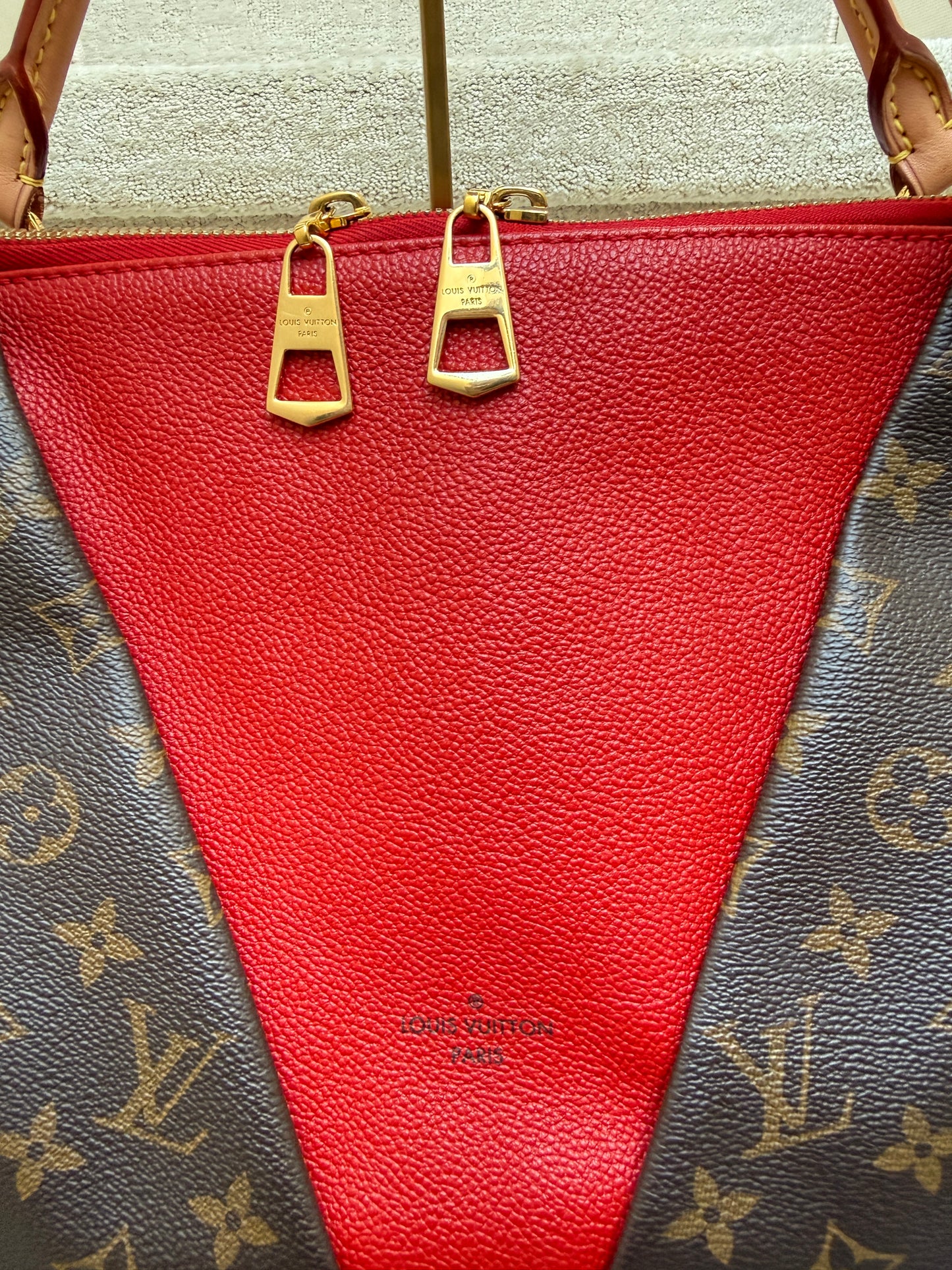 Louis Vuitton Monogram V Tote MM Cherry Red