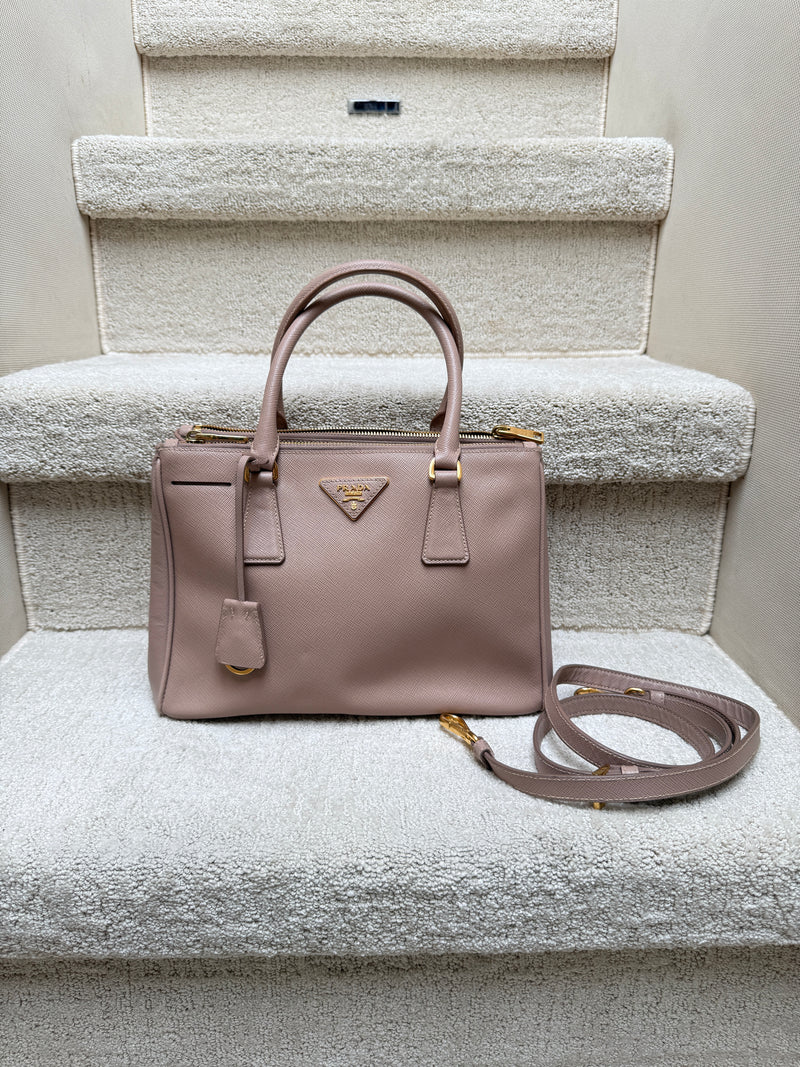Prada Galleria Double Zip Tote Beige