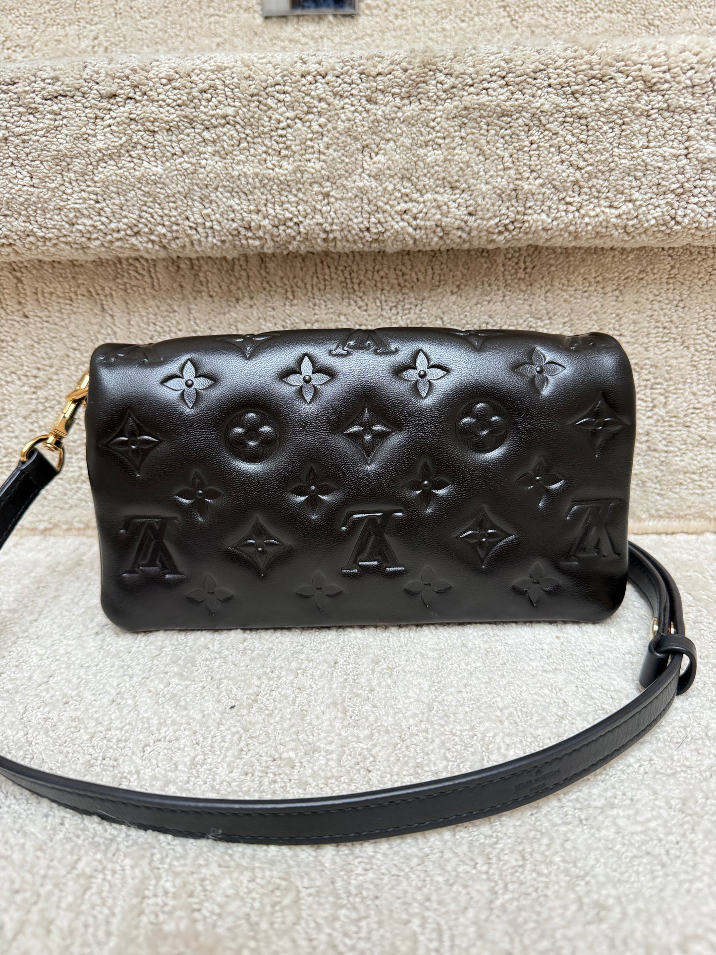 Louis Vuitton Coussin Pochette in Black Monogram with Gold Chunky chain