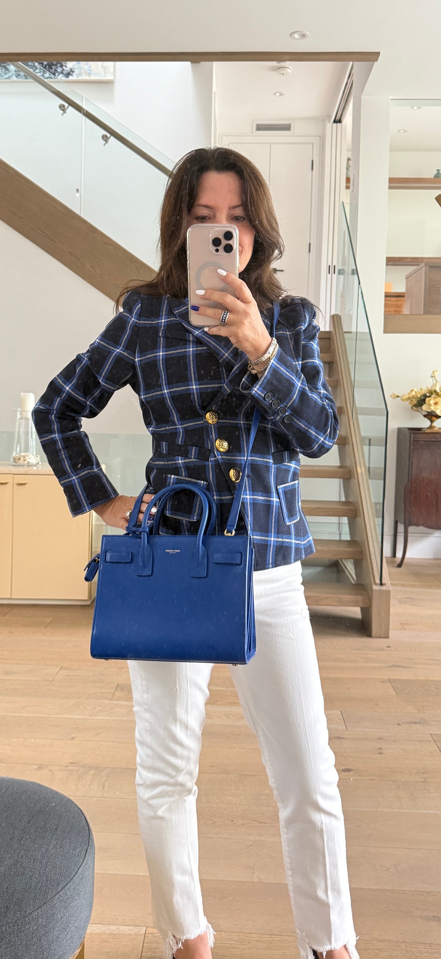 YSL sac de jour royal blue handbag in like new preloved condition authenticated from purseonalshopper