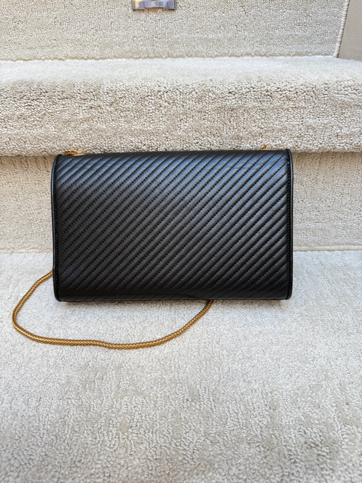 YSL Medium Classic Monogram Kate Tassel Satchel Black