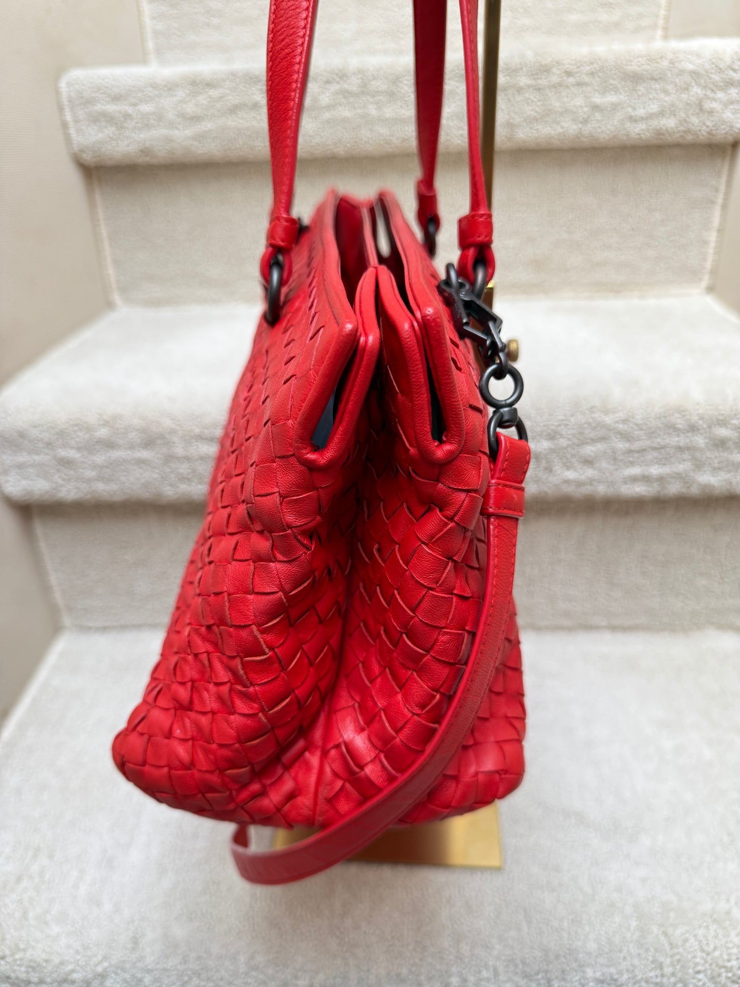 Bottega Veneta Intreciato Woven Shoulder Bag with Crossbody Strap