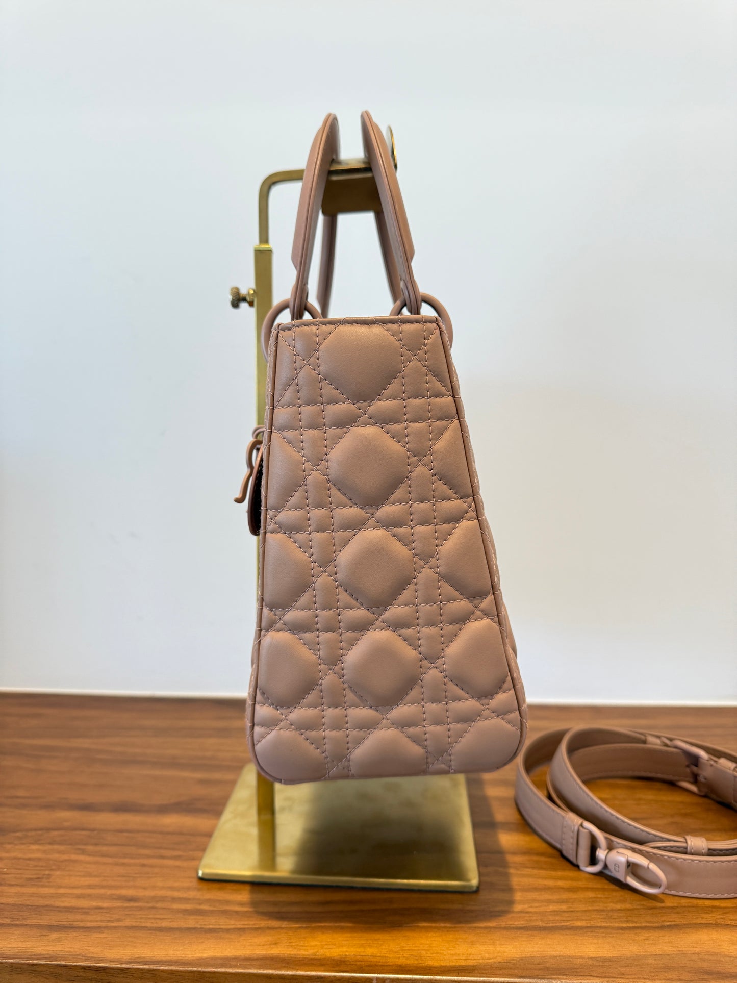 Dior Lady Dior Monochrome in Medium Size Beige Cannage Leather