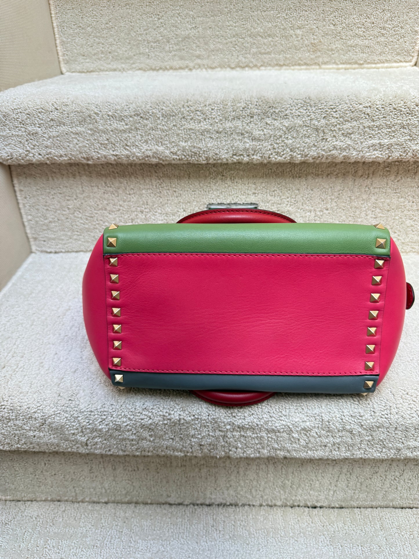 Valentino Garavani Vitello Rockstud Double Handle Tote Multi Color